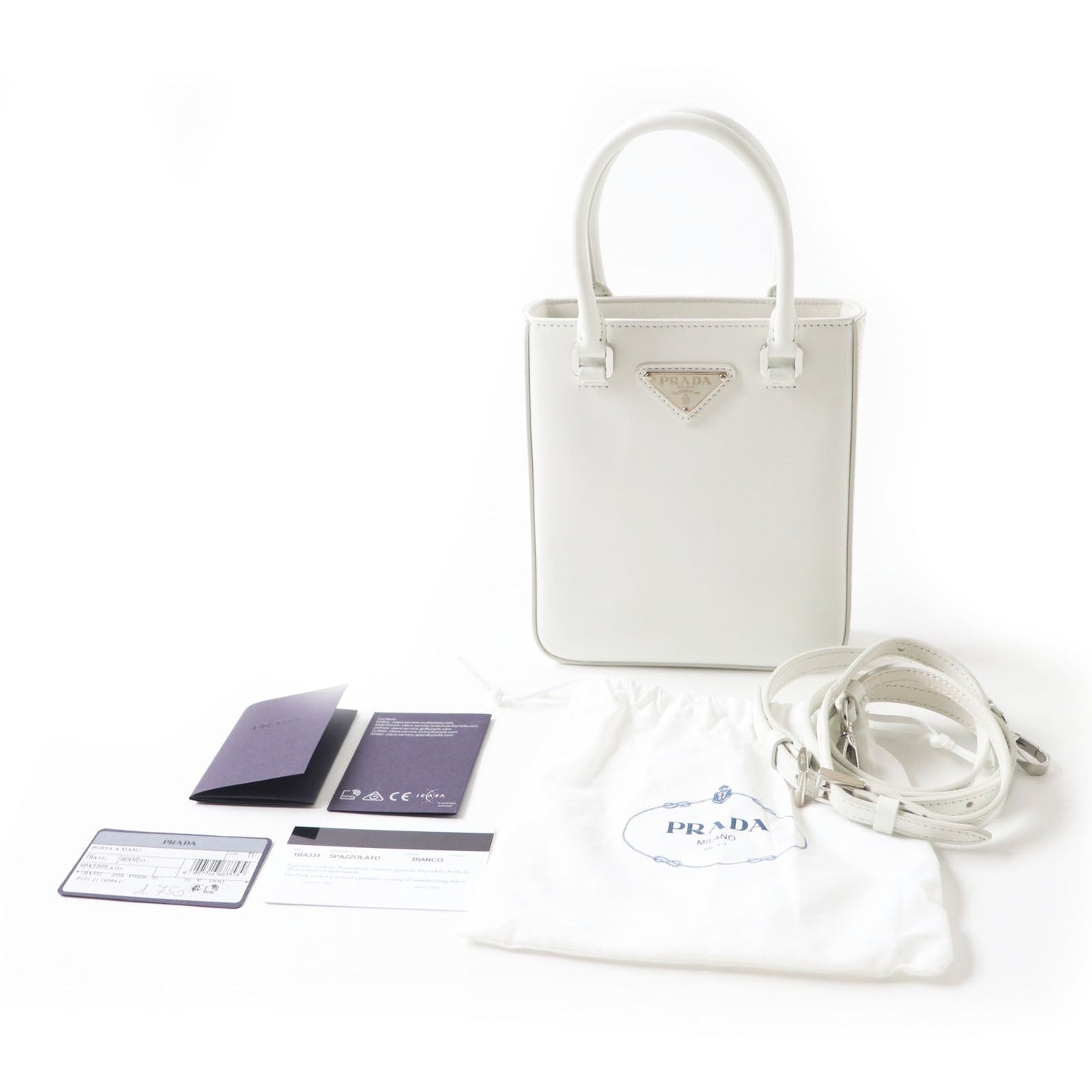 PRADA Shoulder Bag 1BA331 leather BIANCO Small Brushed Leather