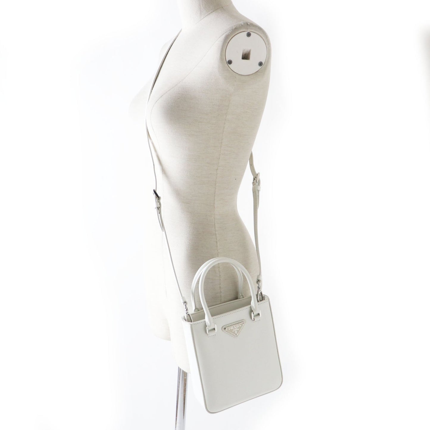 PRADA Shoulder Bag 1BA331 leather BIANCO Small Brushed Leather