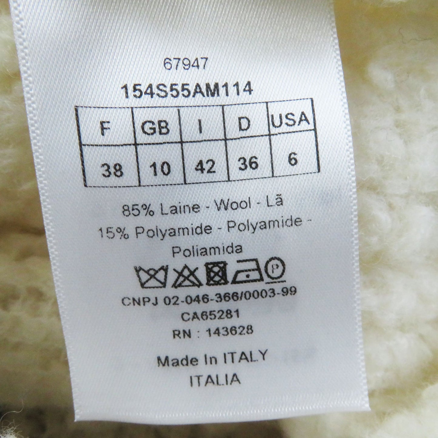 Christian Dior knit 154S55AM114 wool white J’A DIOR 42