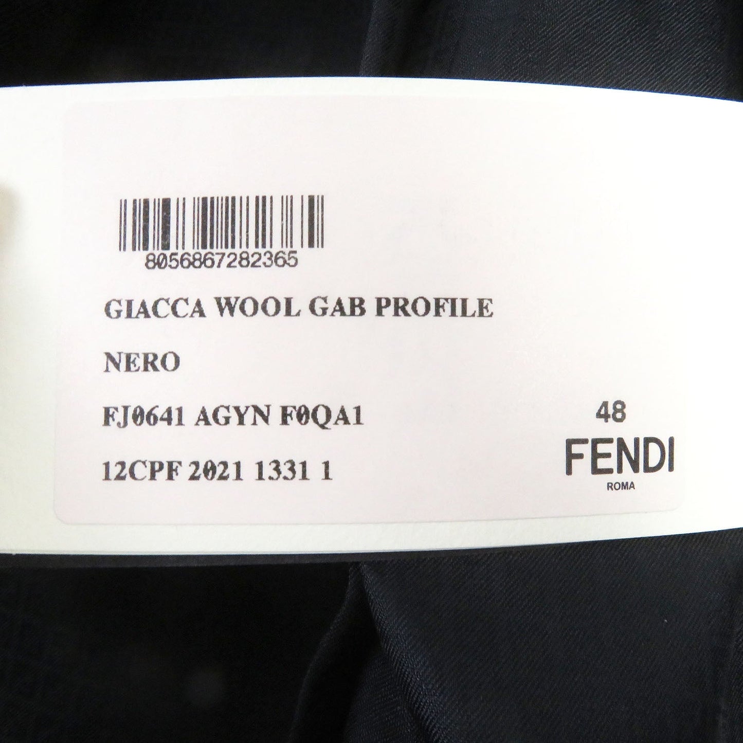 FENDI tailored jacket FJ0641 Outer: 97% wool, Outer: 3% polyester, Lining: 100% cupra black Double-breasted Gabardine Blazer mens 48 Used