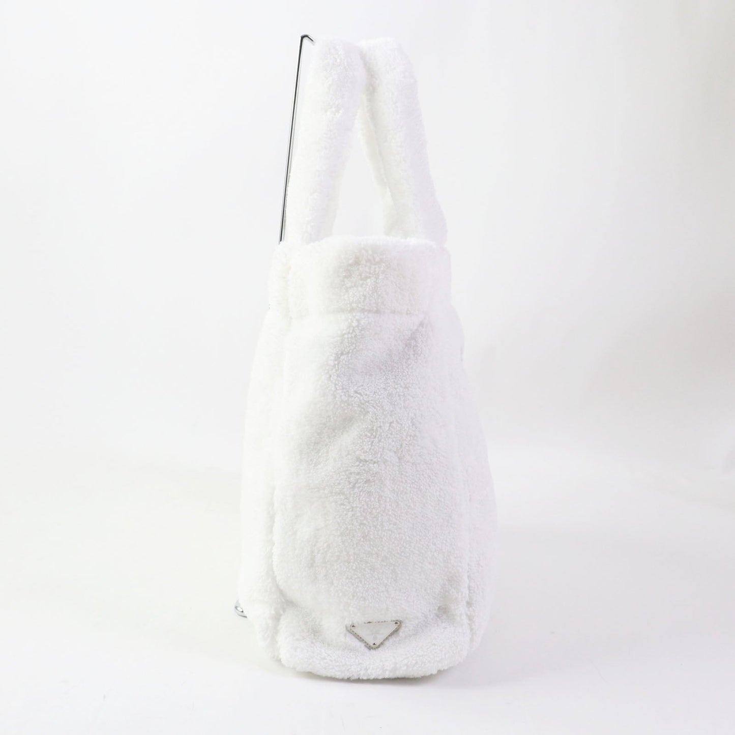 PRADA Tote Bag 1BG130 pile White Black , BIANCO NERO SPUGNA