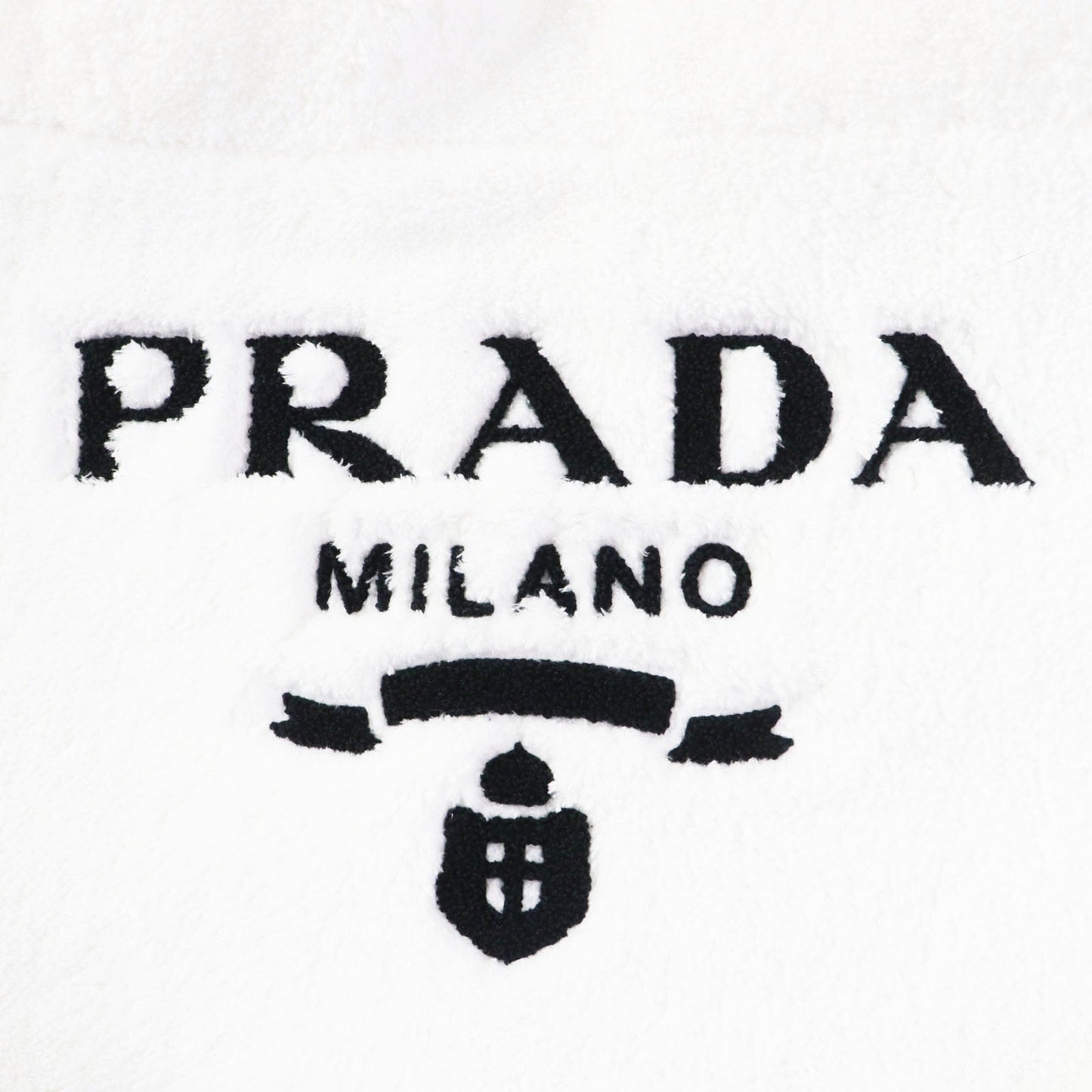 PRADA Tote Bag 1BG130 pile White Black , BIANCO NERO SPUGNA