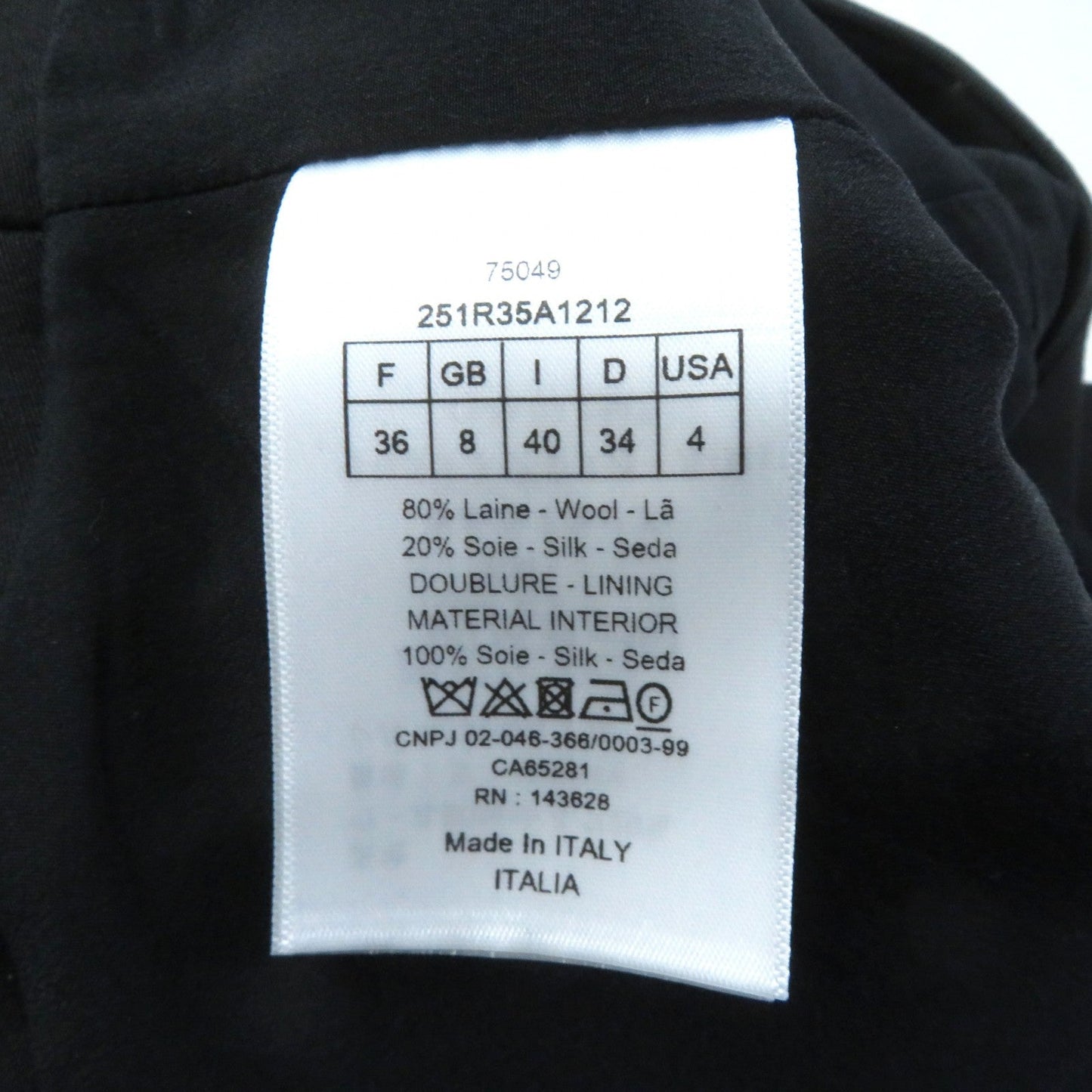 Christian Dior dress 251R35A1212 wool black 40