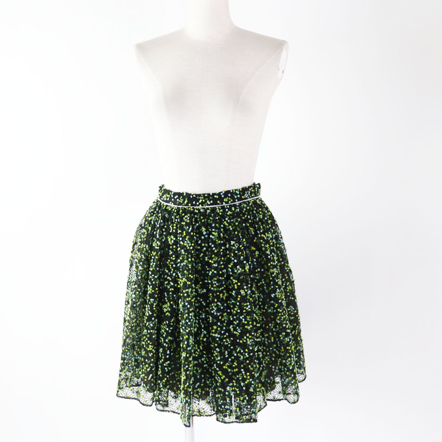 FENDI flare skirt FQ6560 Nylon Black green 36