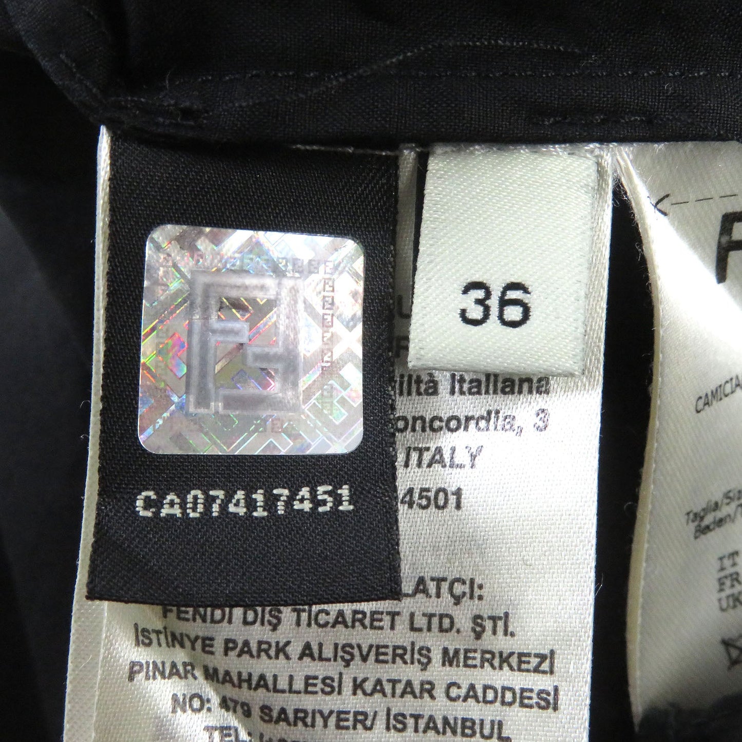 FENDI blouse FS7821 cotton black 36