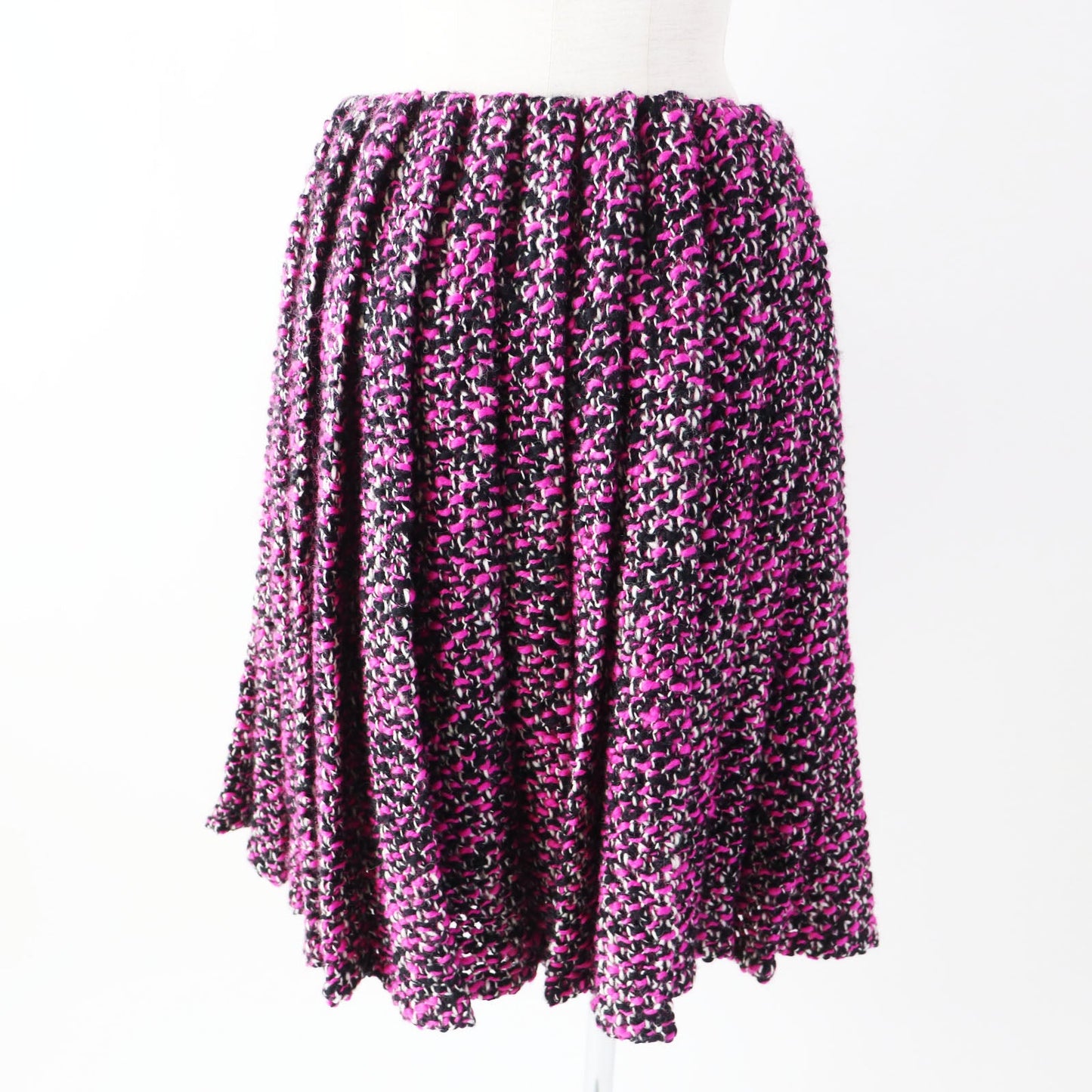 PRADA Pleated skirt P1320 wool pink black white 40