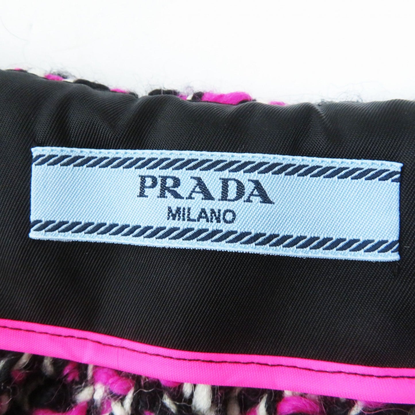 PRADA Pleated skirt P1320 wool pink black white 40