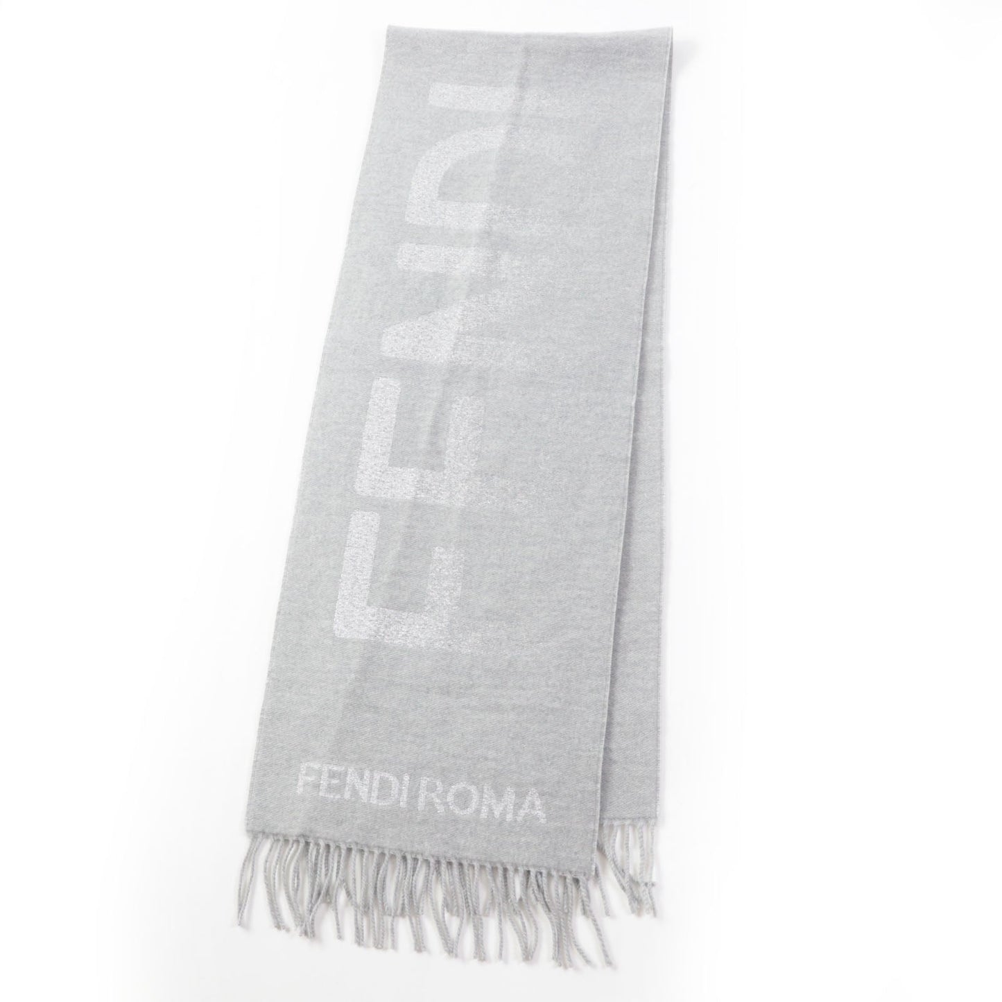 FENDI Scarf Main: 60% wool, 23% cashmere, 13% rayon, 4% metal fiber Light Gray Silver FXT485 AROQ TU Women Used