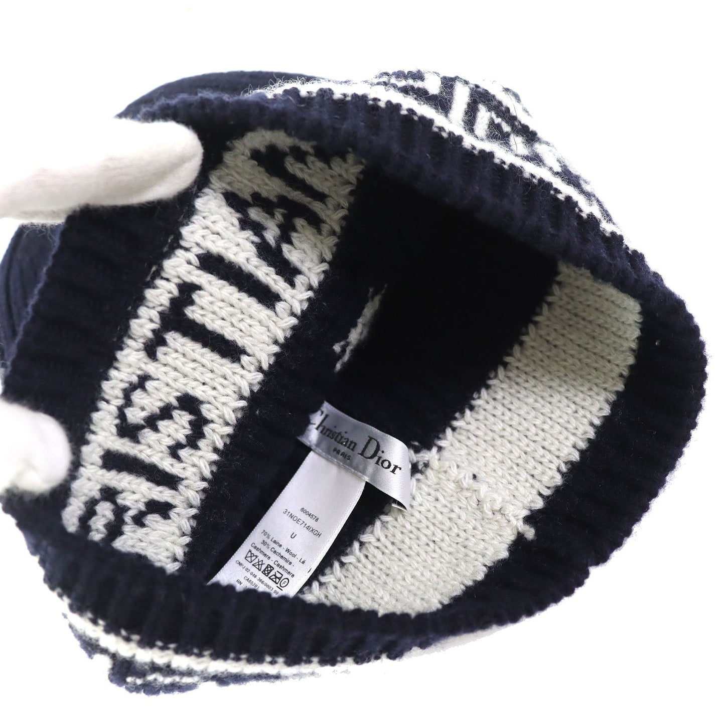 Christian Dior Knit cap 31NOE714IXGH wool Navy white