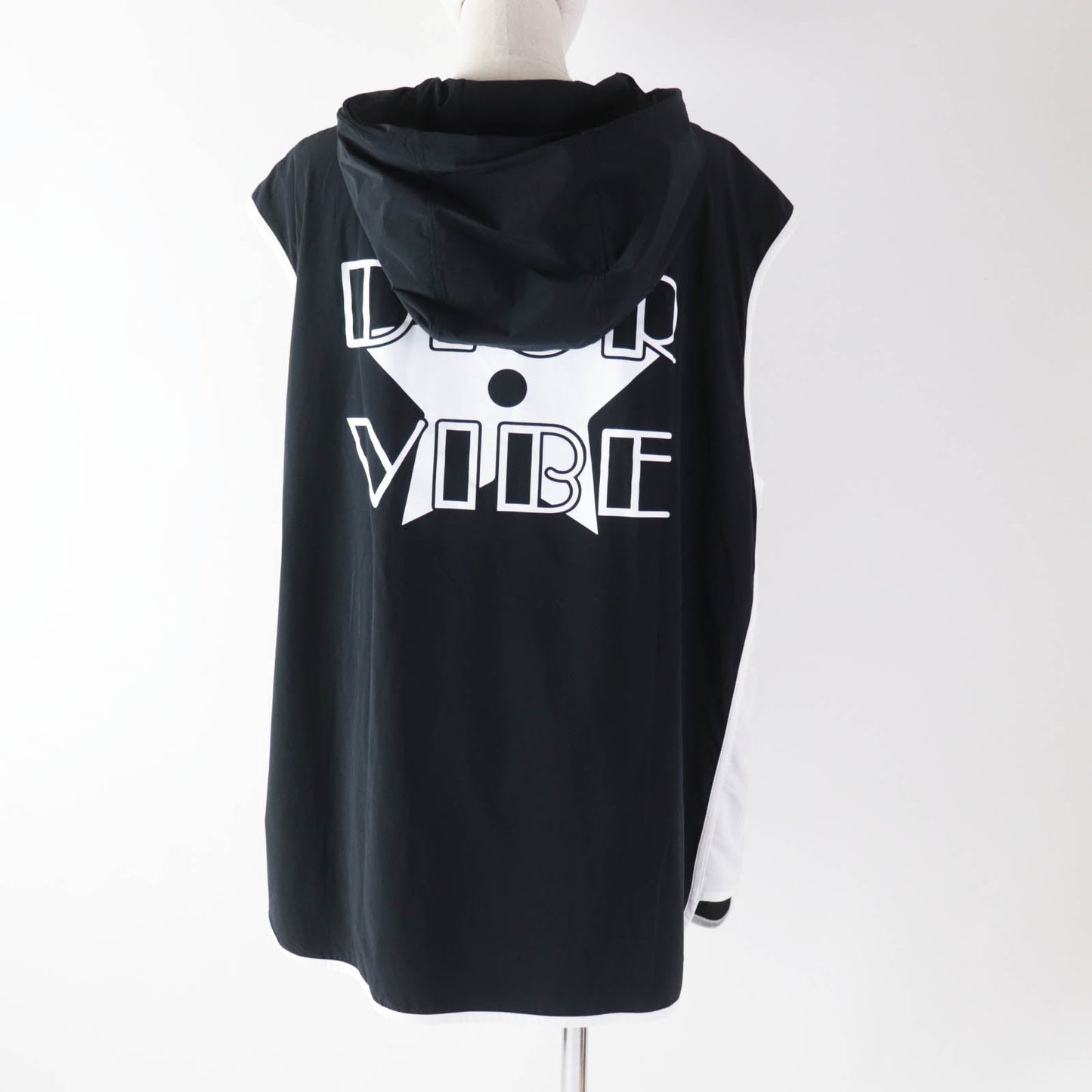 Christian Dior Hoodie 243G15A2260 Nylon Black White Sleeveless Technical Jersey Zip Hoodie DIOR VIBE XS