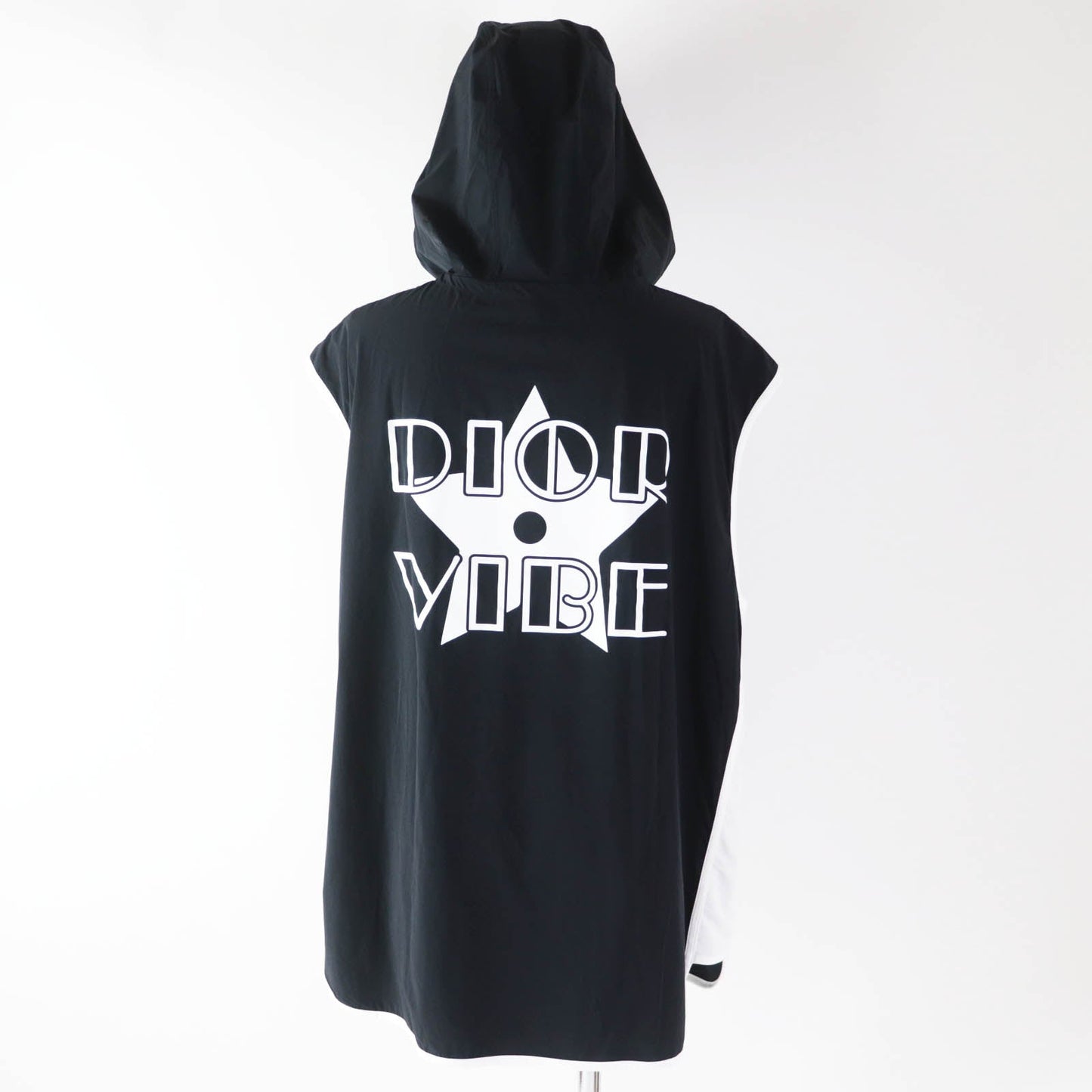 Christian Dior Hoodie 243G15A2260 Nylon Black White Sleeveless Technical Jersey Zip Hoodie DIOR VIBE XS
