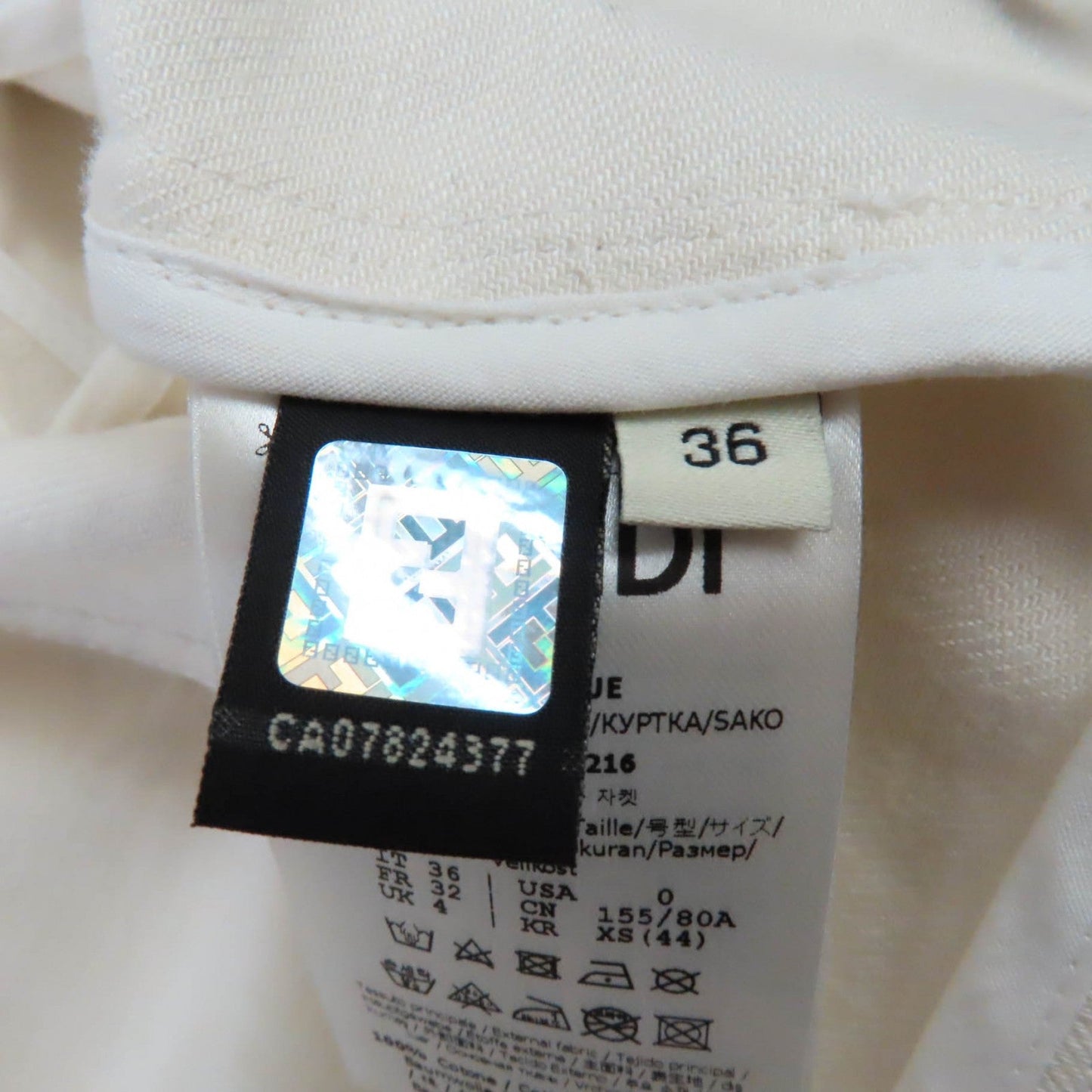 FENDI Denim Jacket FLF655 cotton Ivory beige 36