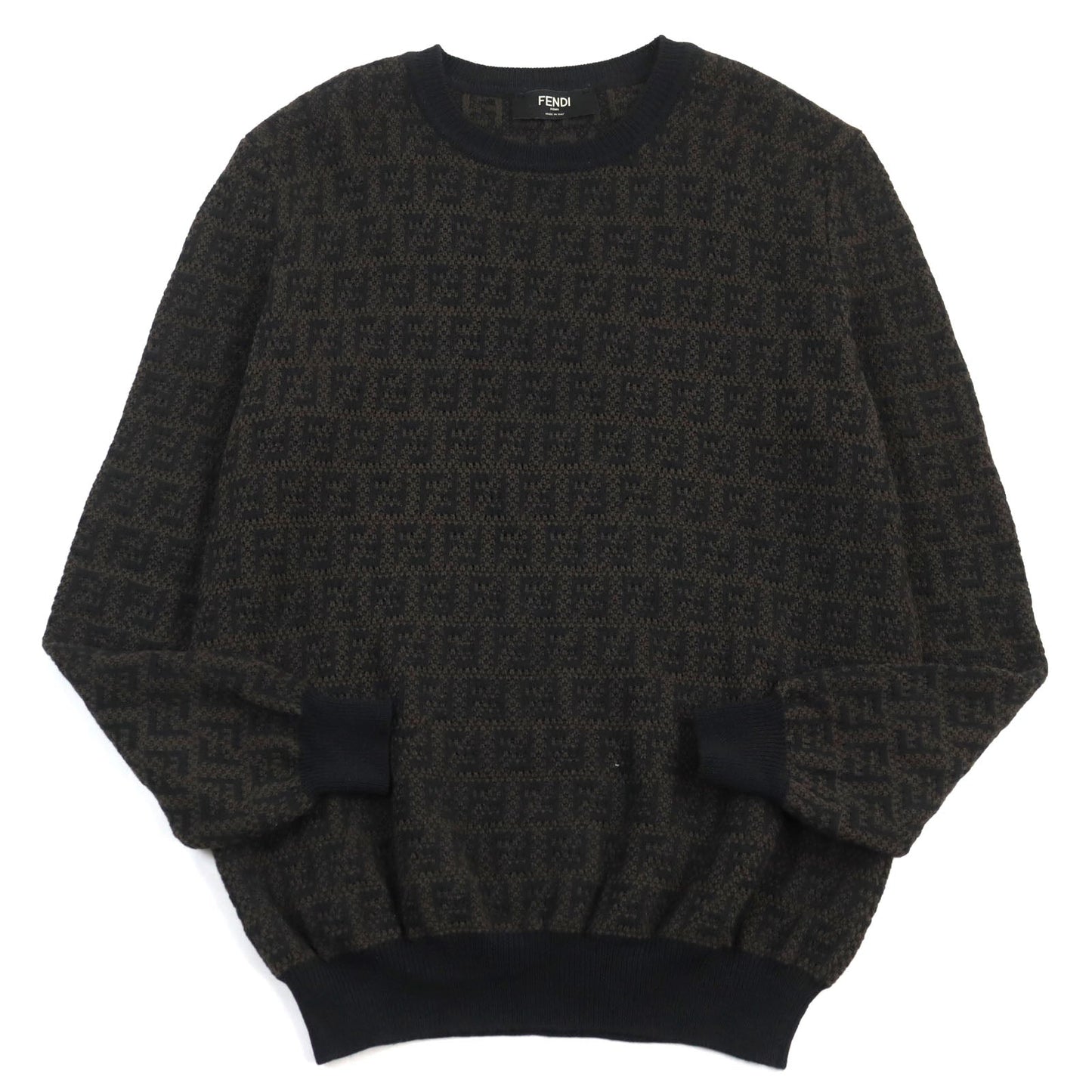 FENDI knit FZX034 AKFS wool Brown black GIROCOLLO FF DETAIL KNIT 54