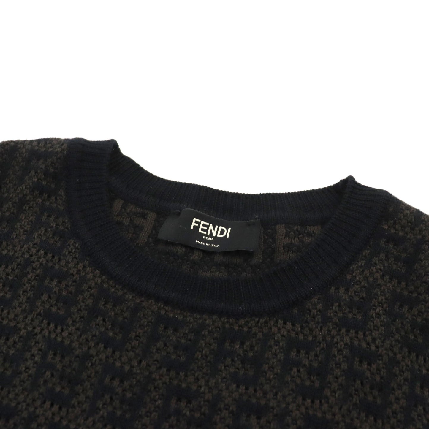 FENDI knit FZX034 AKFS wool Brown black GIROCOLLO FF DETAIL KNIT 54