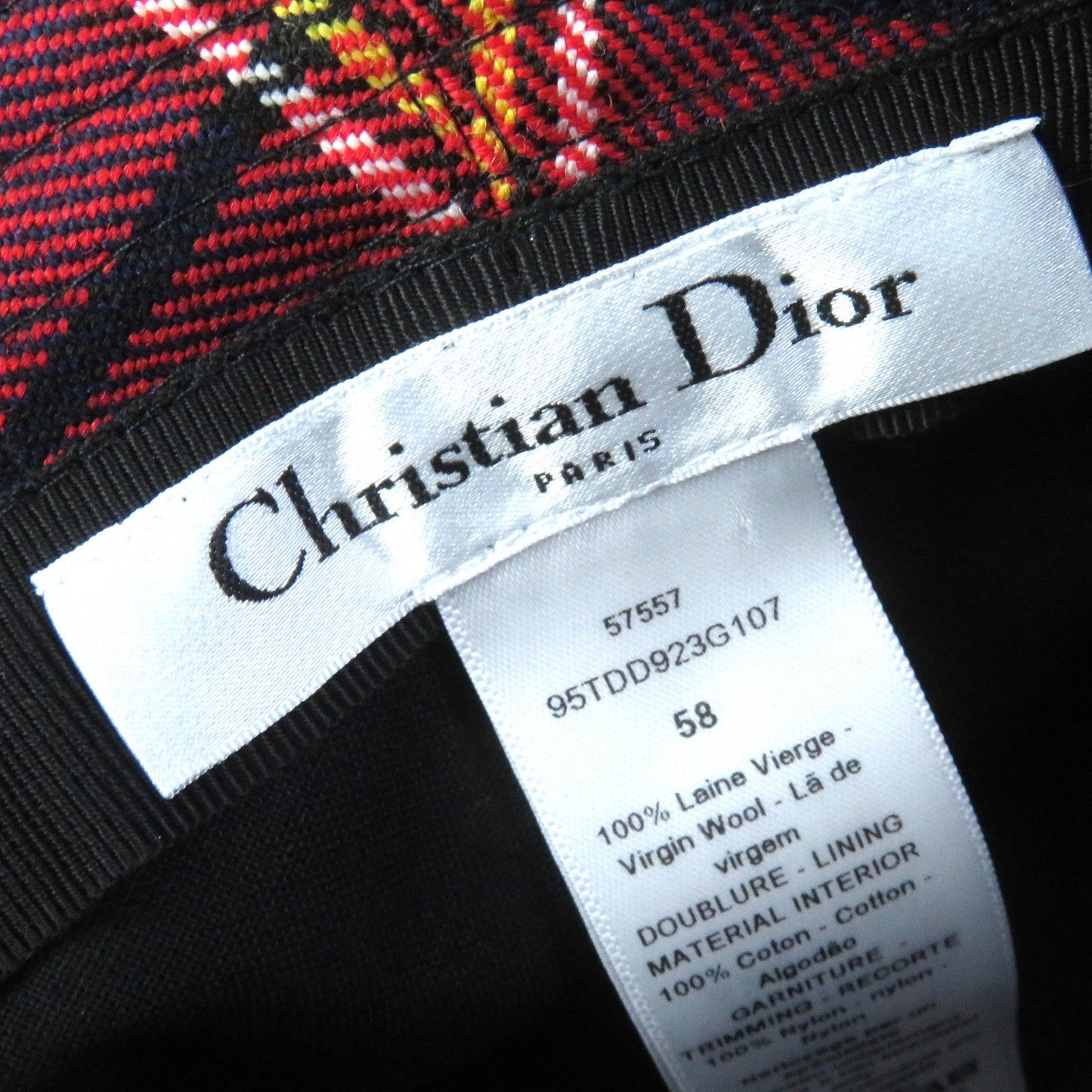 Christian Dior hat 95TDD923G107 wool Red navy green 58