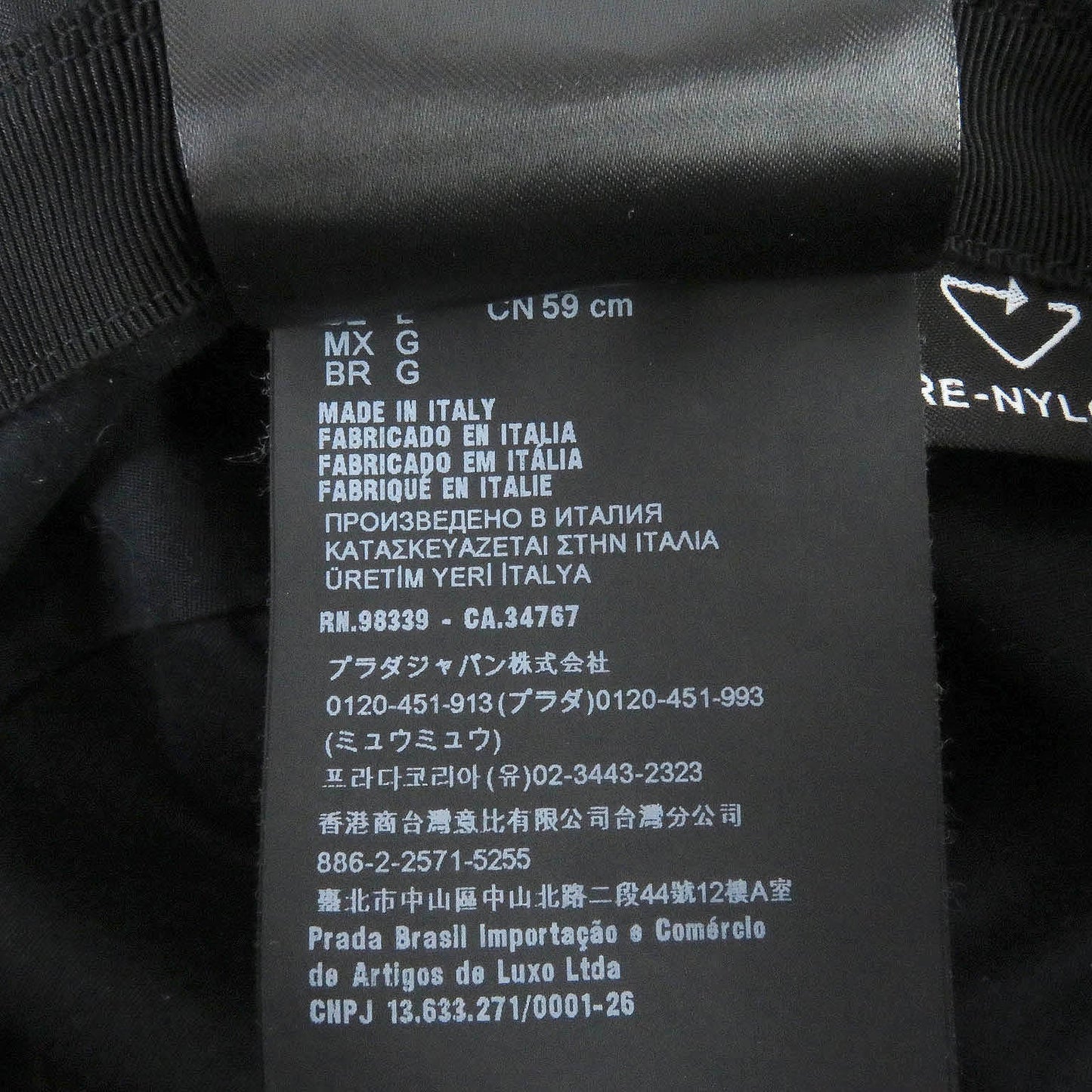PRADA hat 2HC137 recycled polyamide black L