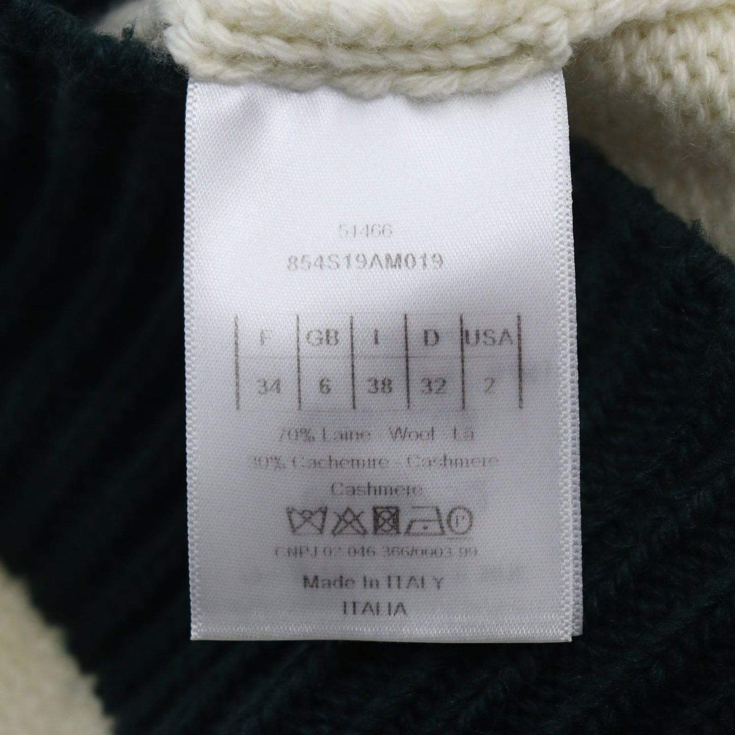 Christian Dior sweater 854S19AM019 wool Ivory green J ADIOR 8 Miss DIOR NON NON 38