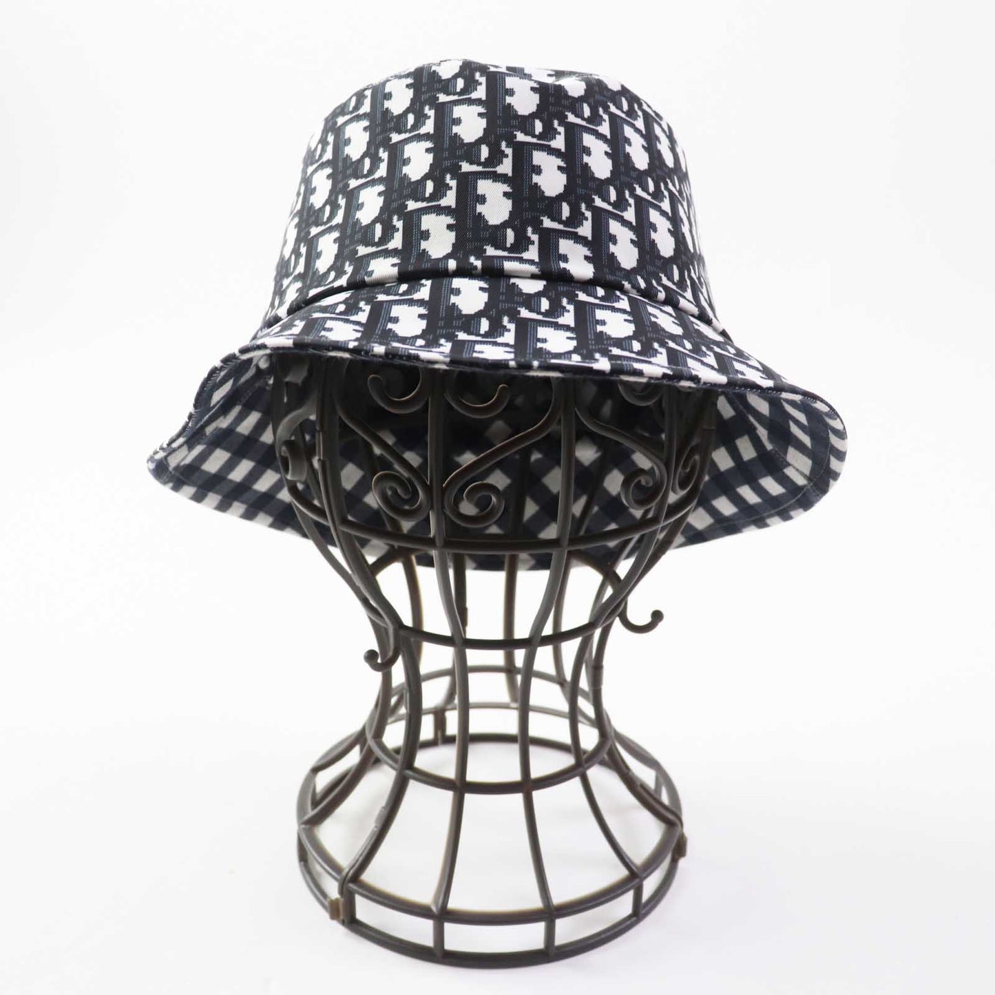 Christian Dior hat 22VIC923I130 polyester Navy white D-LITTLE VICHY REVERSIBLE 57