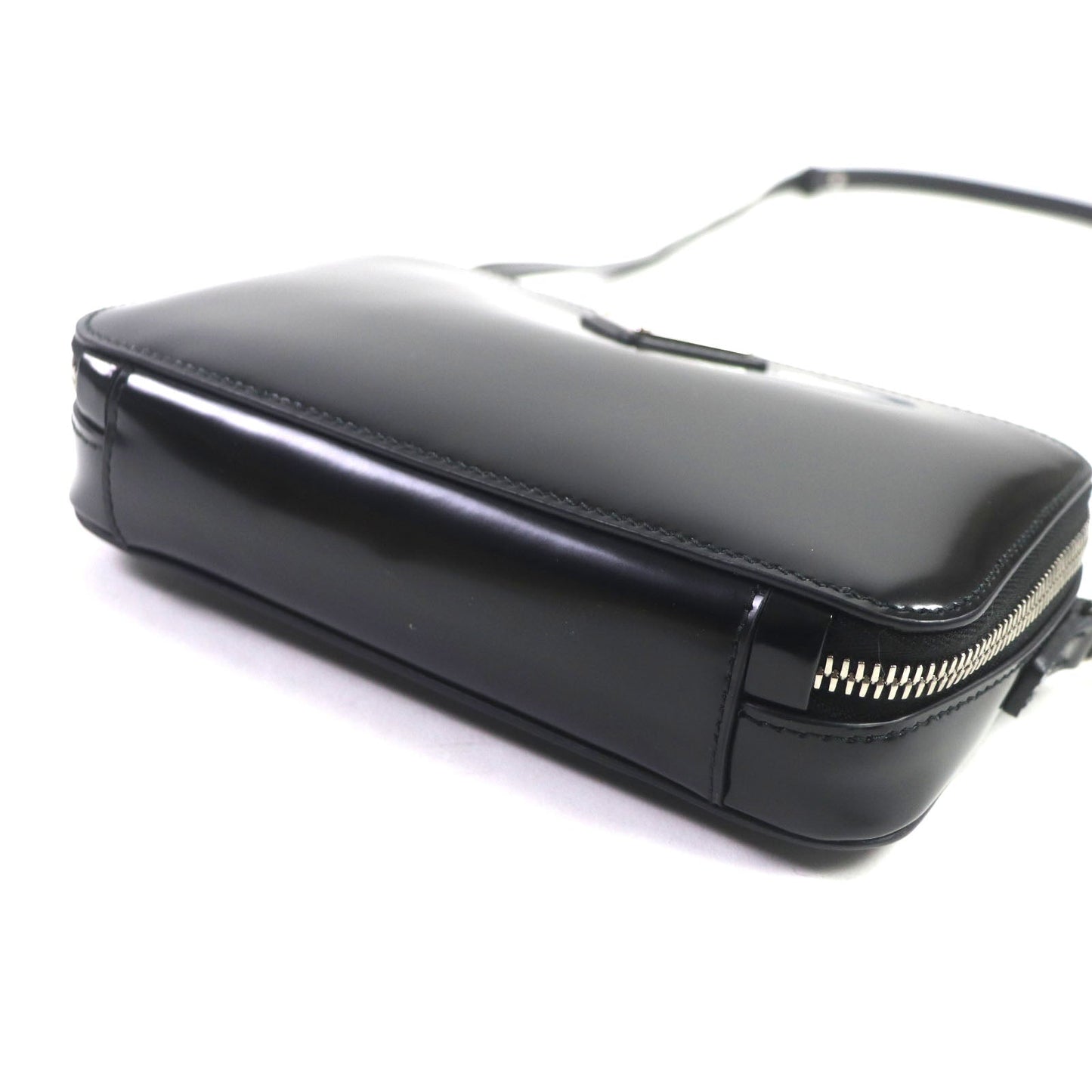 PRADA Shoulder Bag 2VH173 Brushed leather black Brick