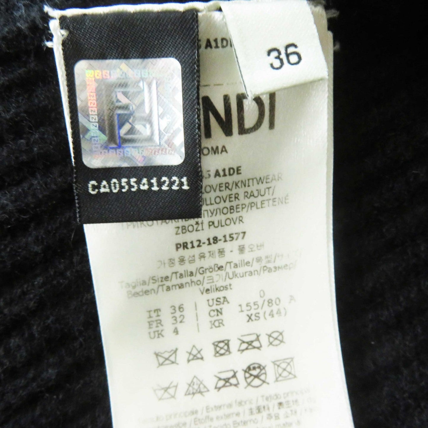 FENDI knit FZY545 cashmere black 36
