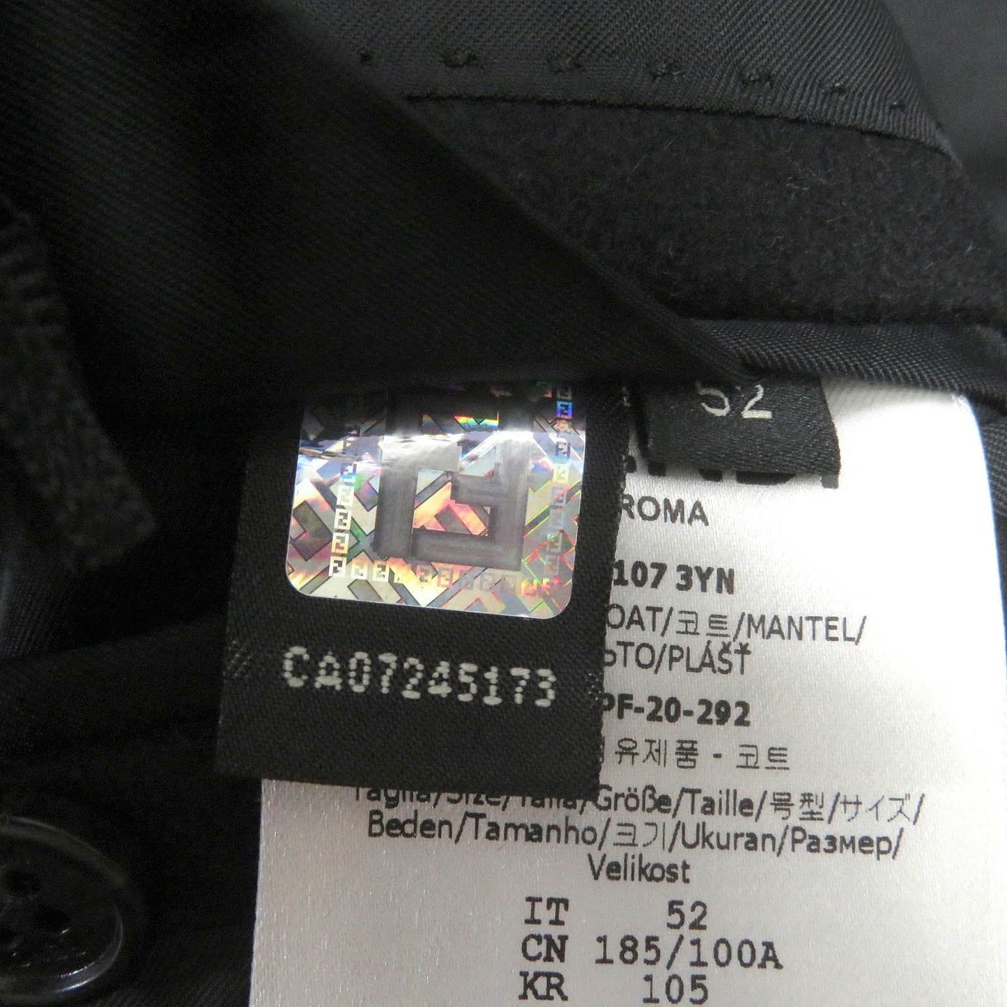 FENDI Chester coat FF01073YN wool black 52