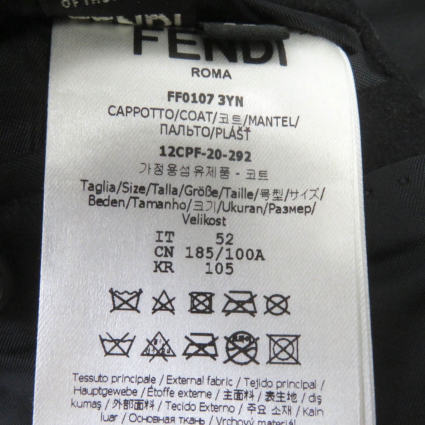 FENDI Chester coat FF01073YN wool black 52