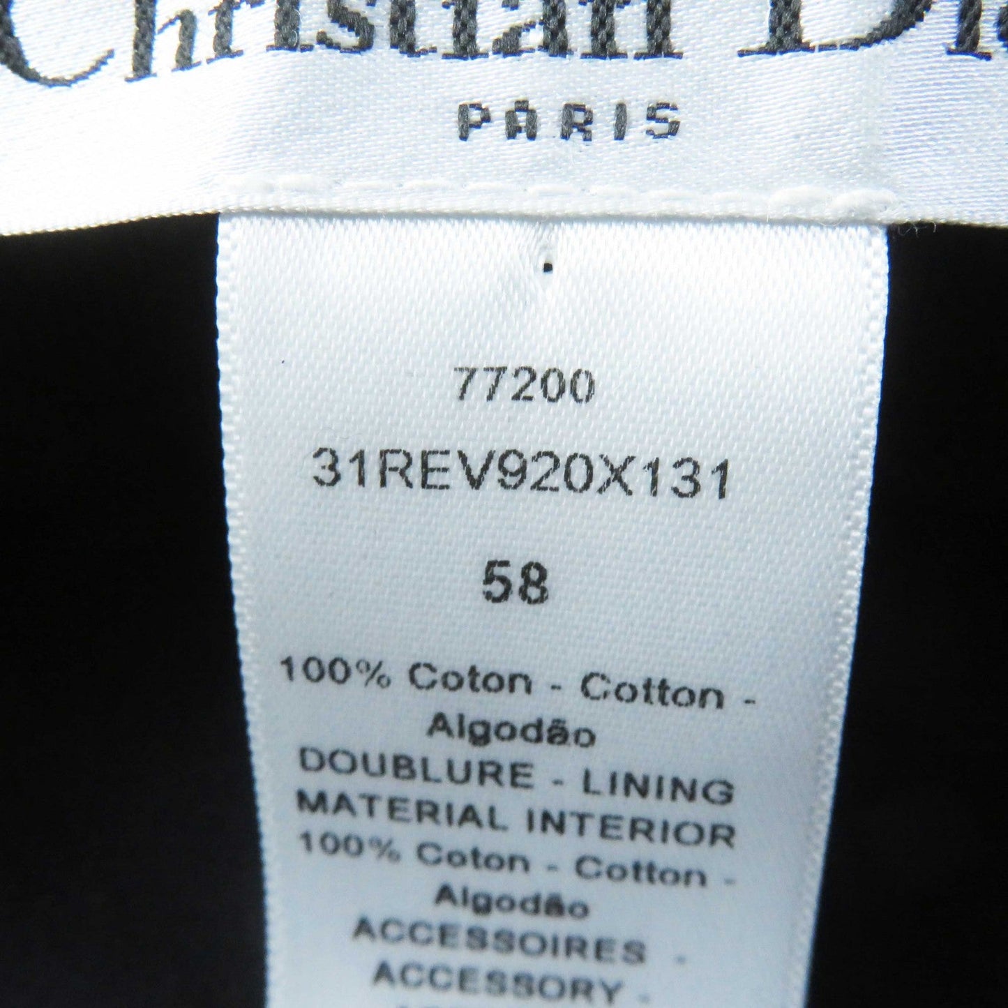 Christian Dior Casquette 31REV920X131 cotton Black White 58