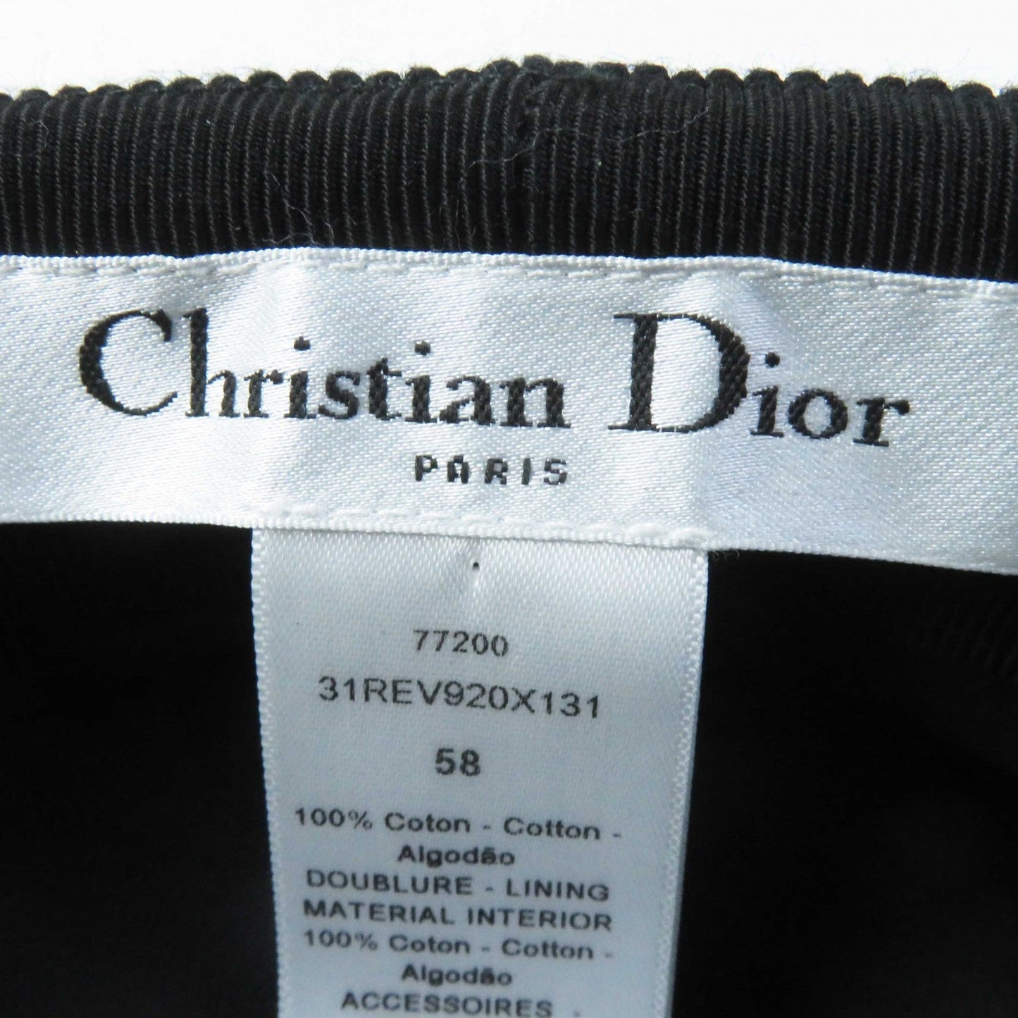 Christian Dior Casquette 31REV920X131 cotton Black White 58