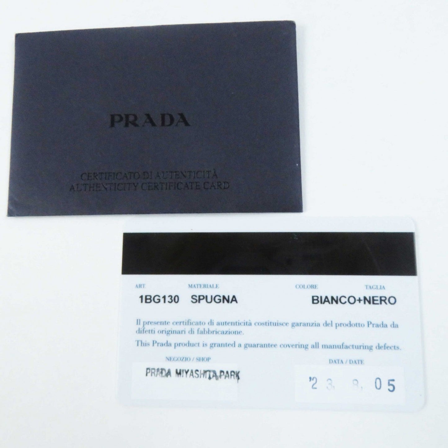 PRADA Tote Bag 1BG130 pile Bianco Nero terry