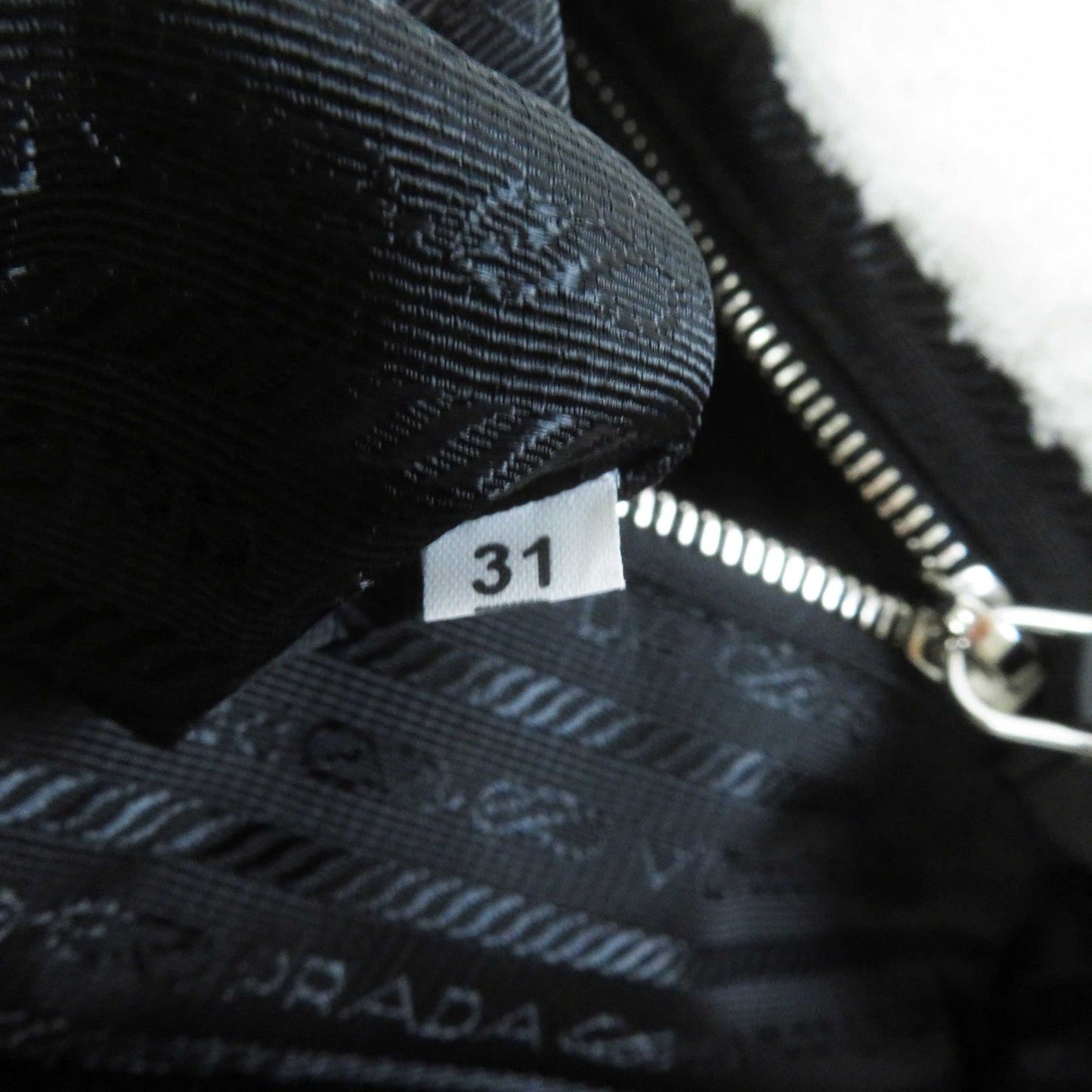 PRADA Tote Bag 1BG130 pile Bianco Nero terry