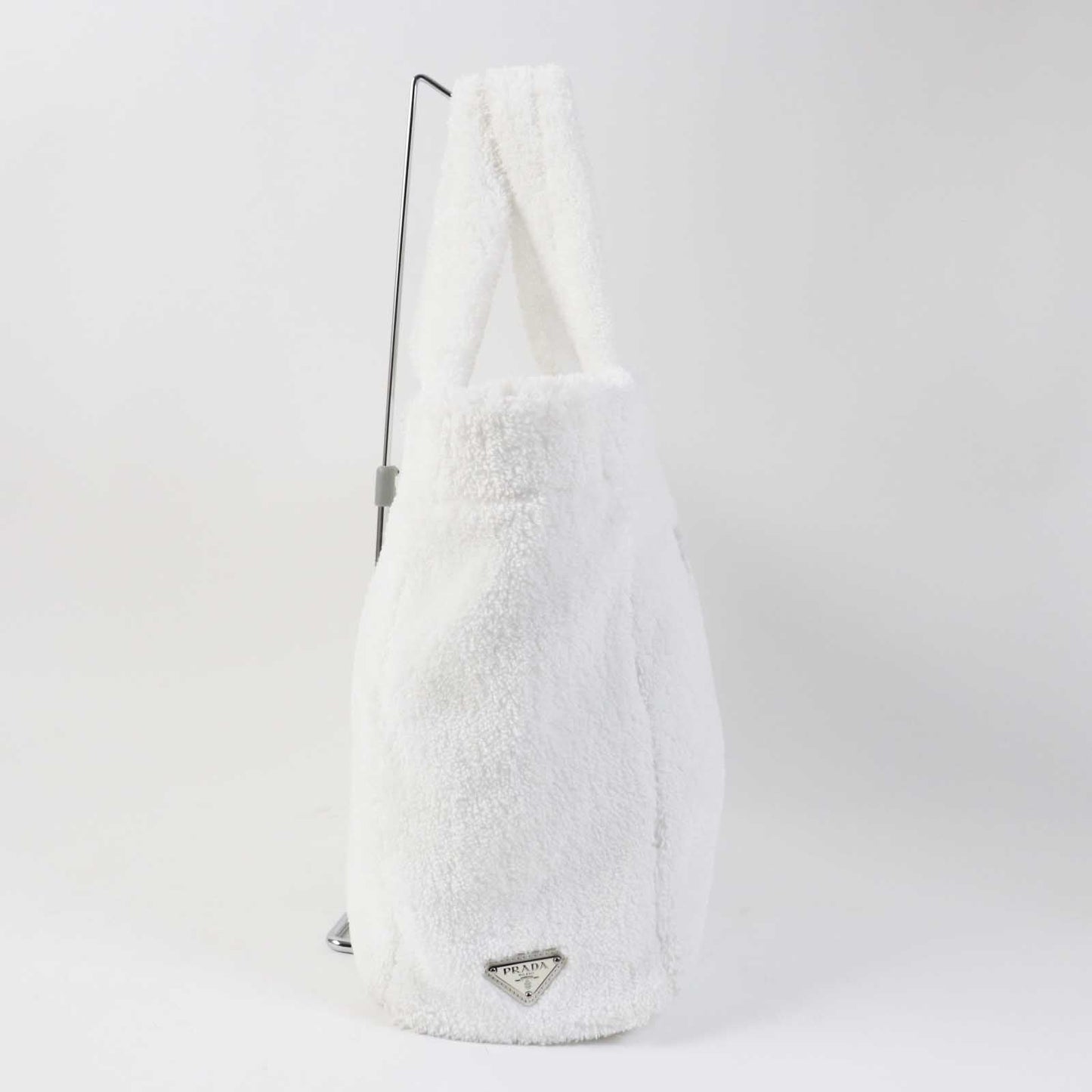 PRADA Tote Bag 1BG130 pile Bianco Nero terry