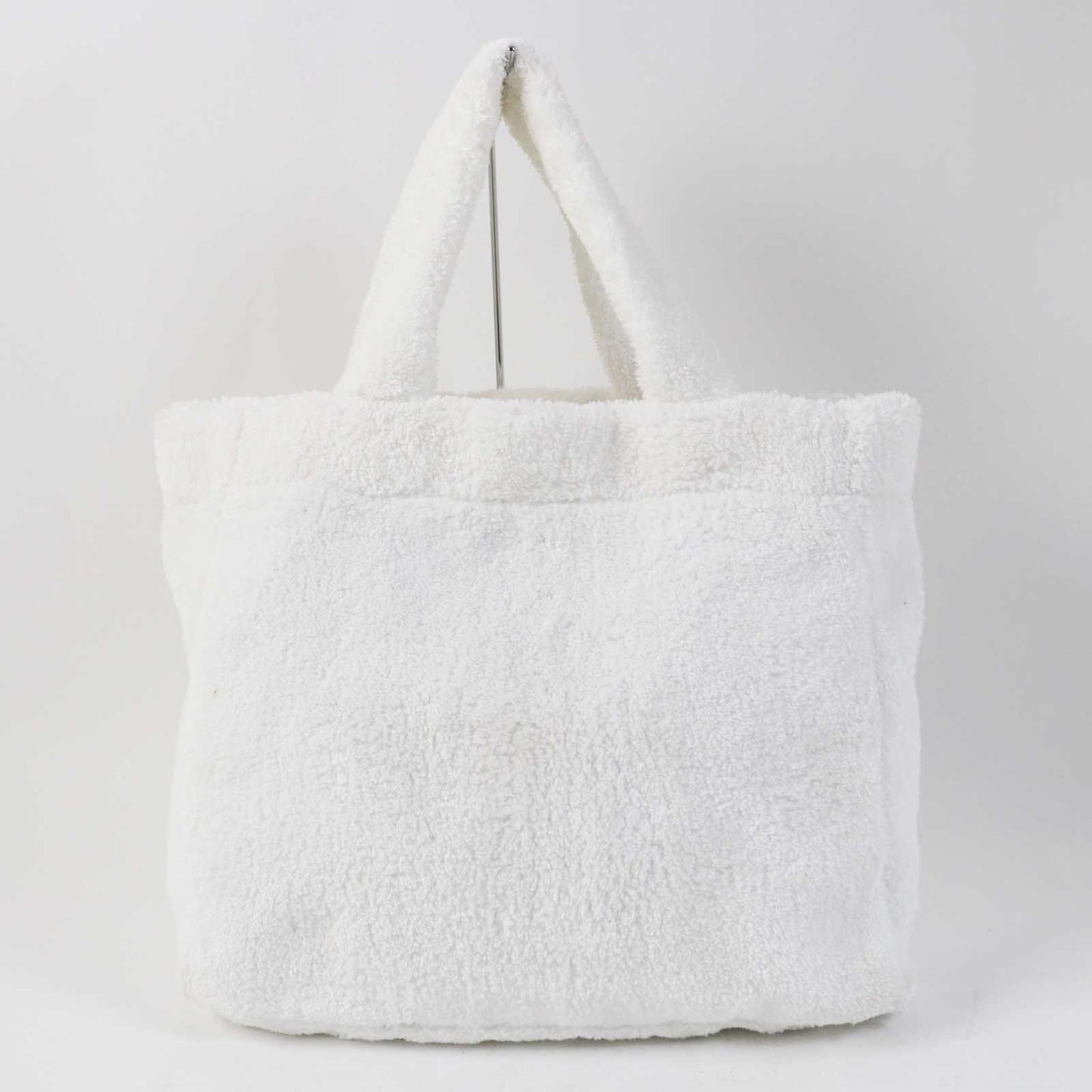 PRADA Tote Bag 1BG130 pile Bianco Nero terry