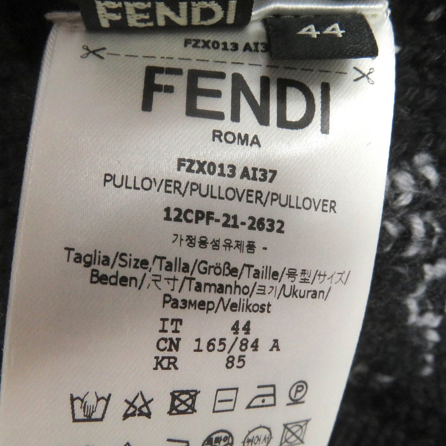 FENDI sweater FZX013 Virgin wool black 44