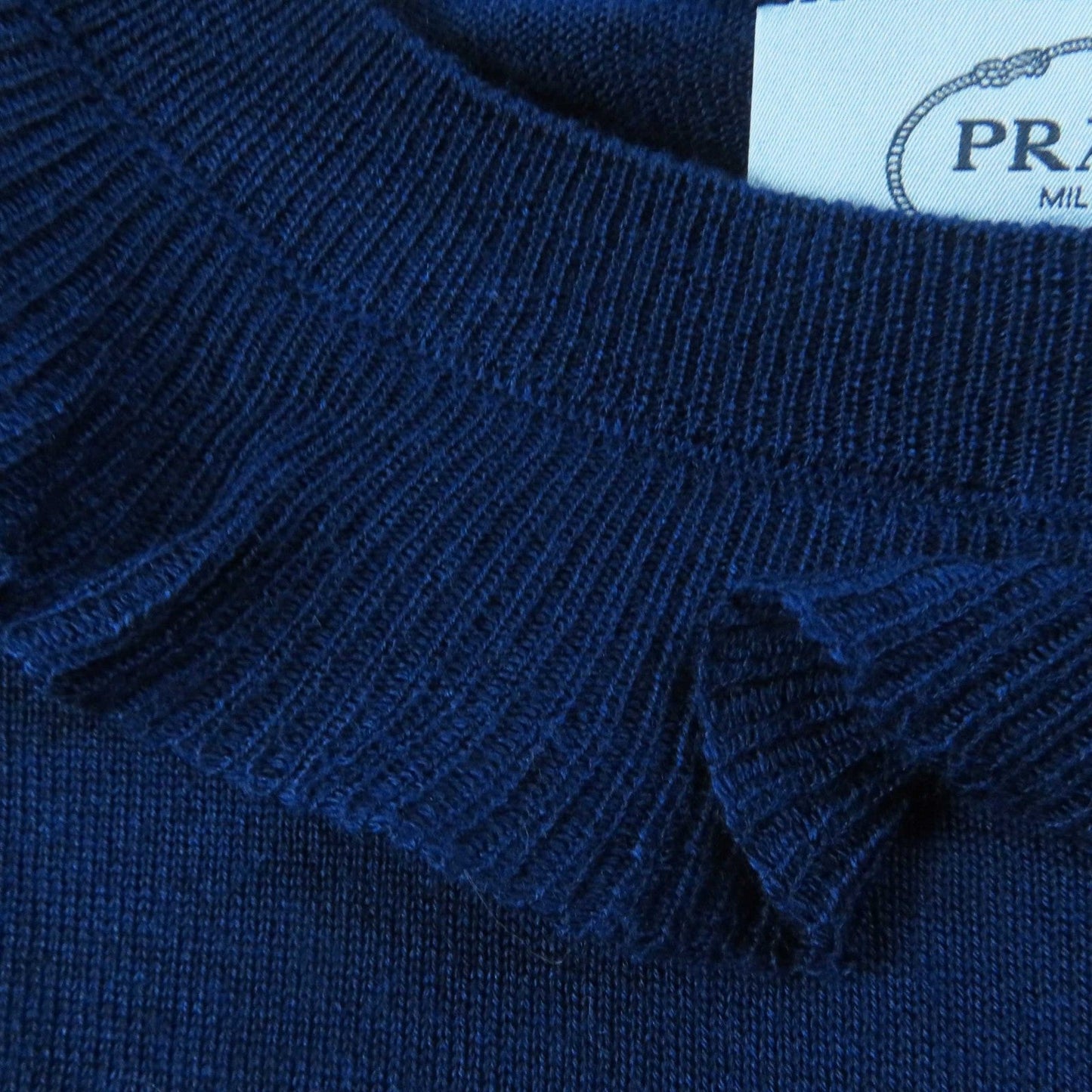 PRADA Short sleeve knit P24I0F wool blue 40