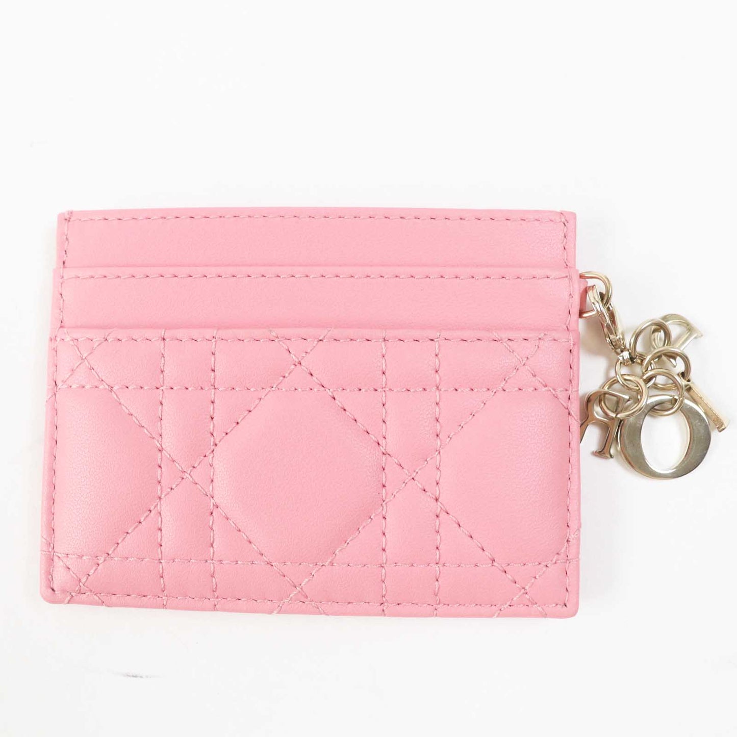 Christian Dior Card Case S09740NMJ leather pink Lady Dior Freesia