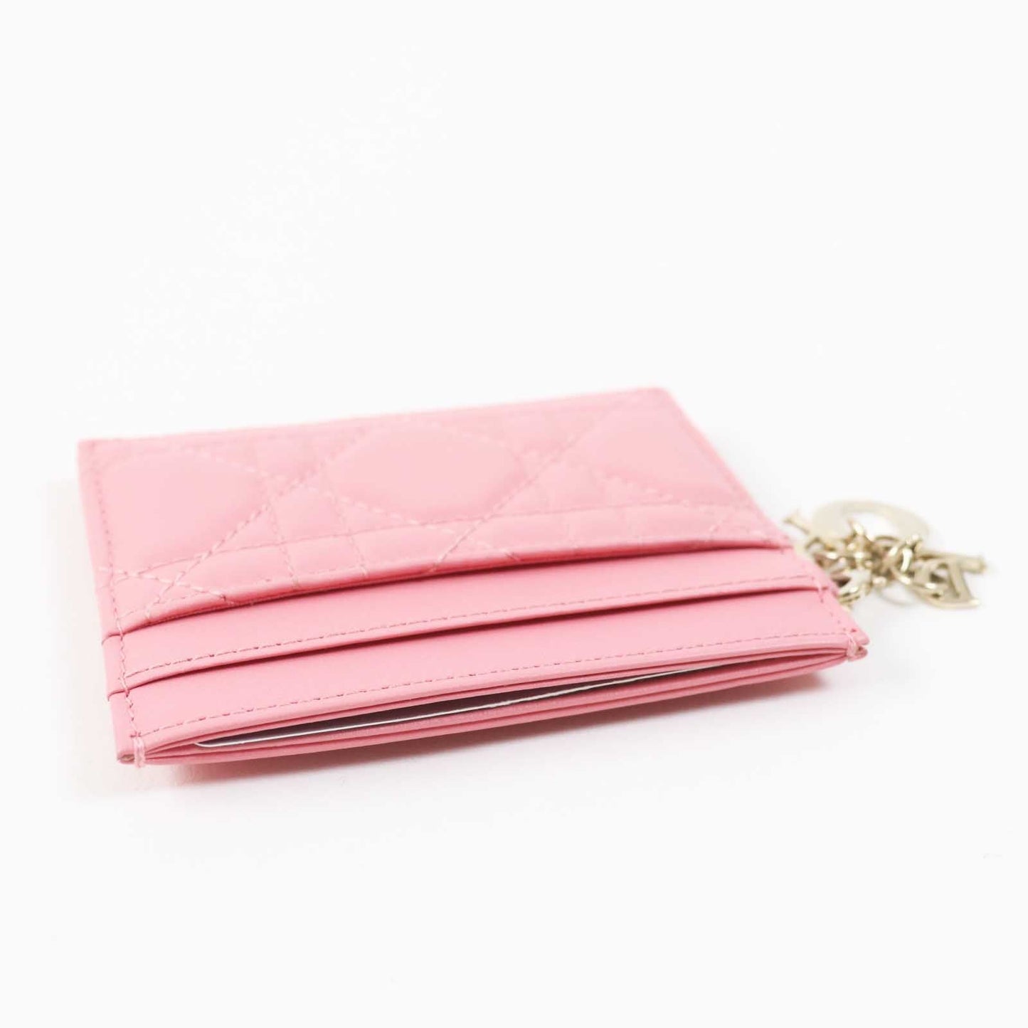 Christian Dior Card Case S09740NMJ leather pink Lady Dior Freesia