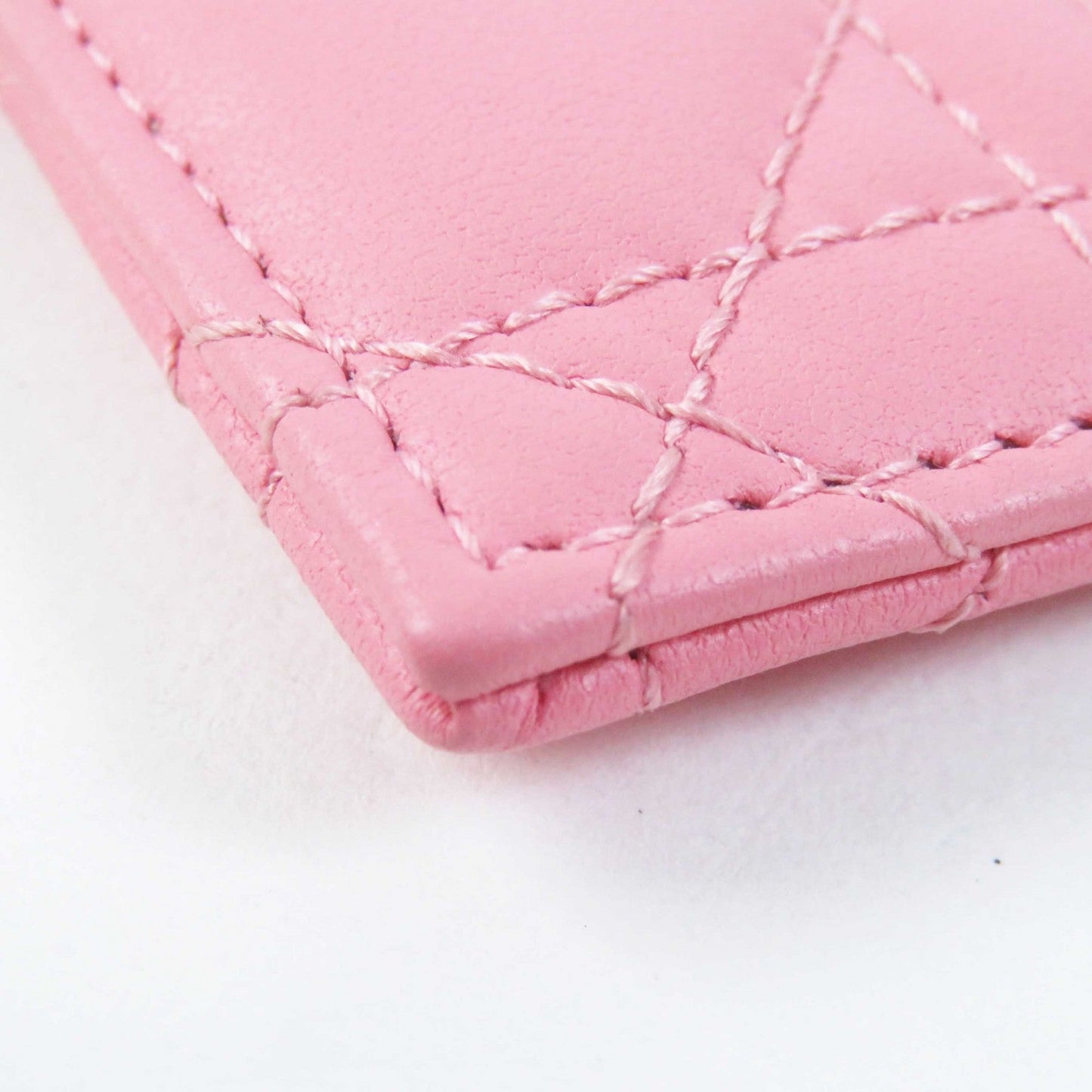 Christian Dior Card Case S09740NMJ leather pink Lady Dior Freesia