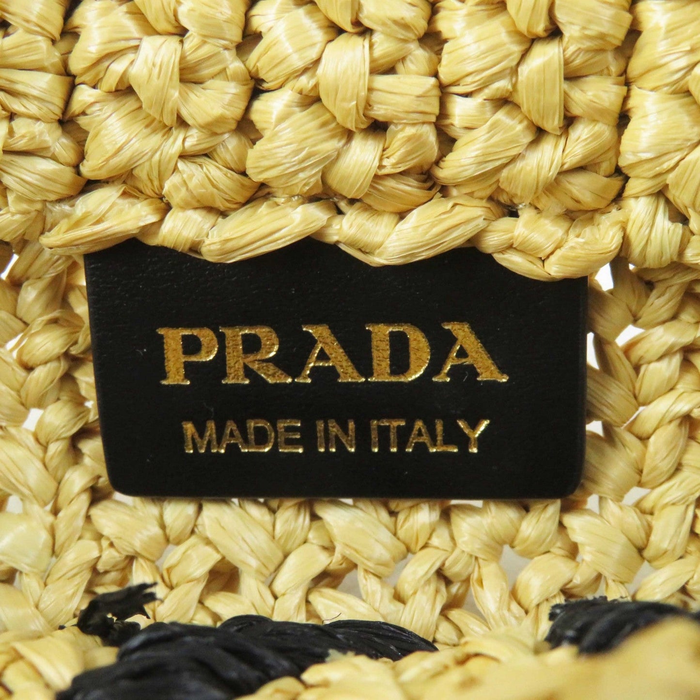 PRADA Tote Bag 1BG422 Main: Raffia Natural black small crochet Women Used