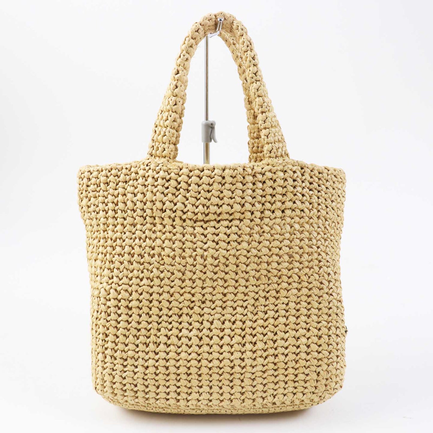 PRADA Tote Bag 1BG422 Main: Raffia Natural black small crochet Women Used