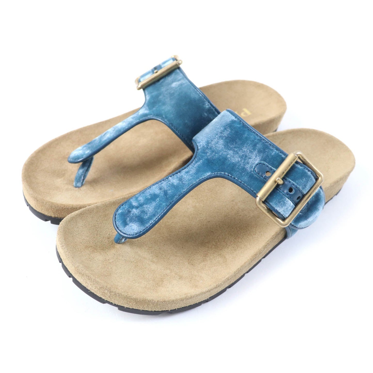 PRADA Sandals 1Y392I Velour, Polyurethane blue Thong sandals 36 1/2