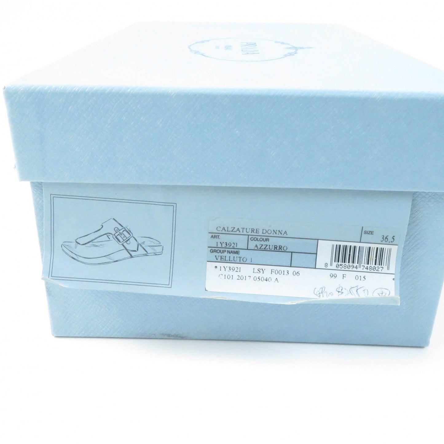PRADA Sandals 1Y392I Velour, Polyurethane blue Thong sandals 36 1/2
