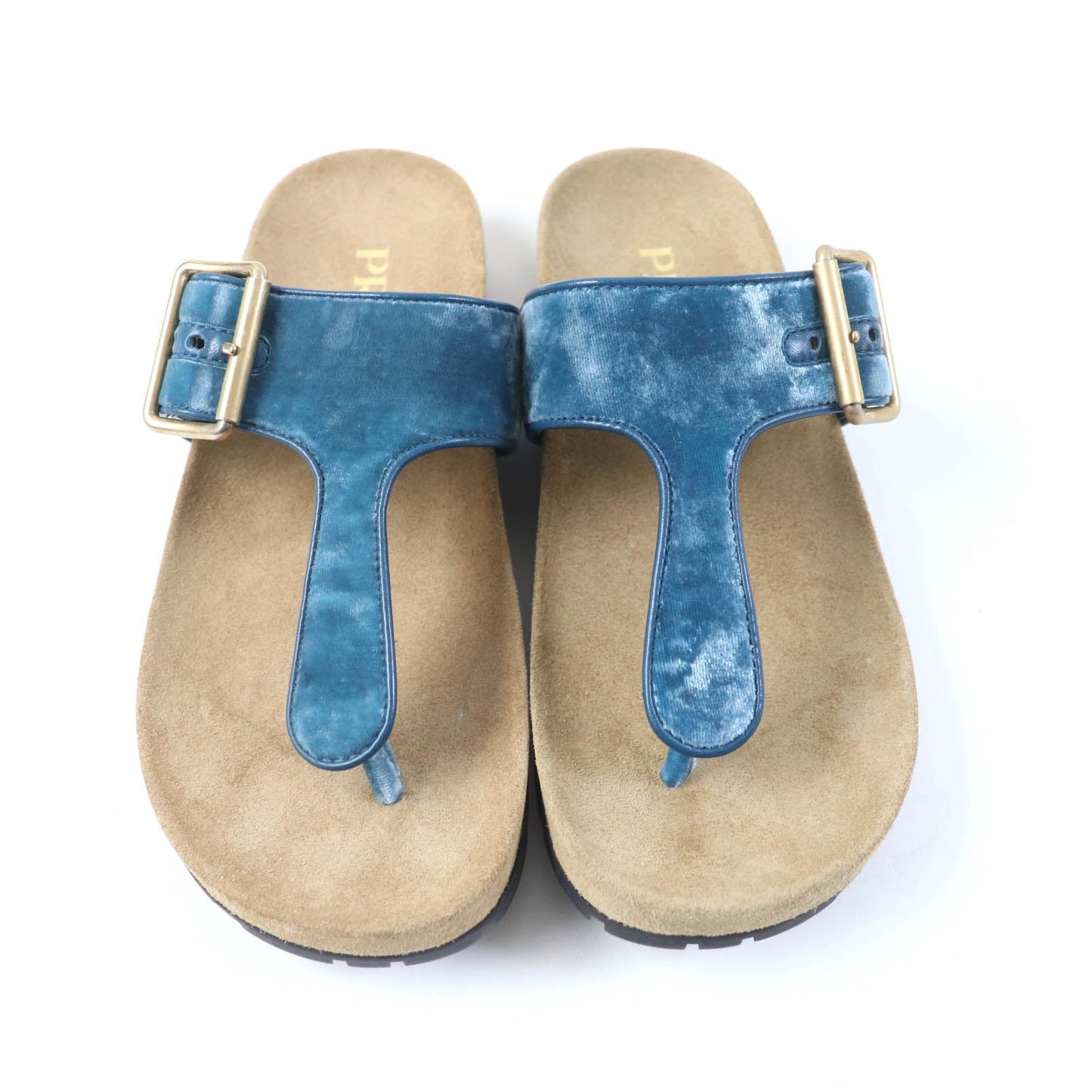 PRADA Sandals 1Y392I Velour, Polyurethane blue Thong sandals 36 1/2