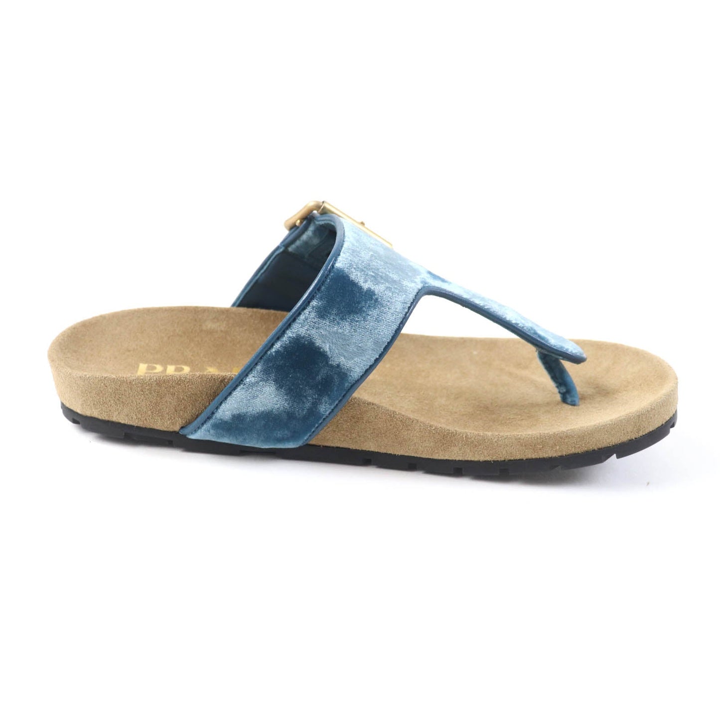 PRADA Sandals 1Y392I Velour, Polyurethane blue Thong sandals 36 1/2