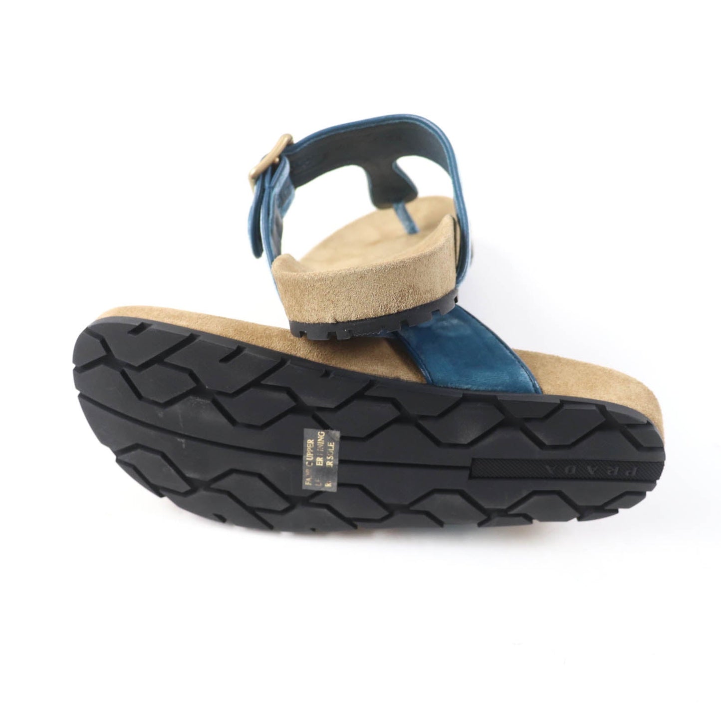 PRADA Sandals 1Y392I Velour, Polyurethane blue Thong sandals 36 1/2