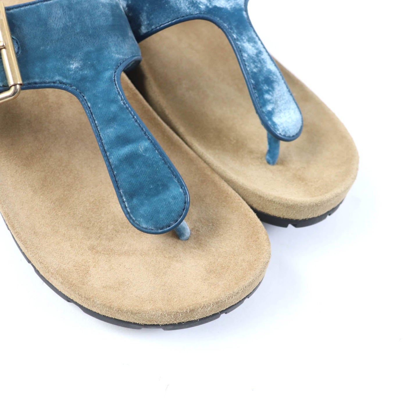PRADA Sandals 1Y392I Velour, Polyurethane blue Thong sandals 36 1/2