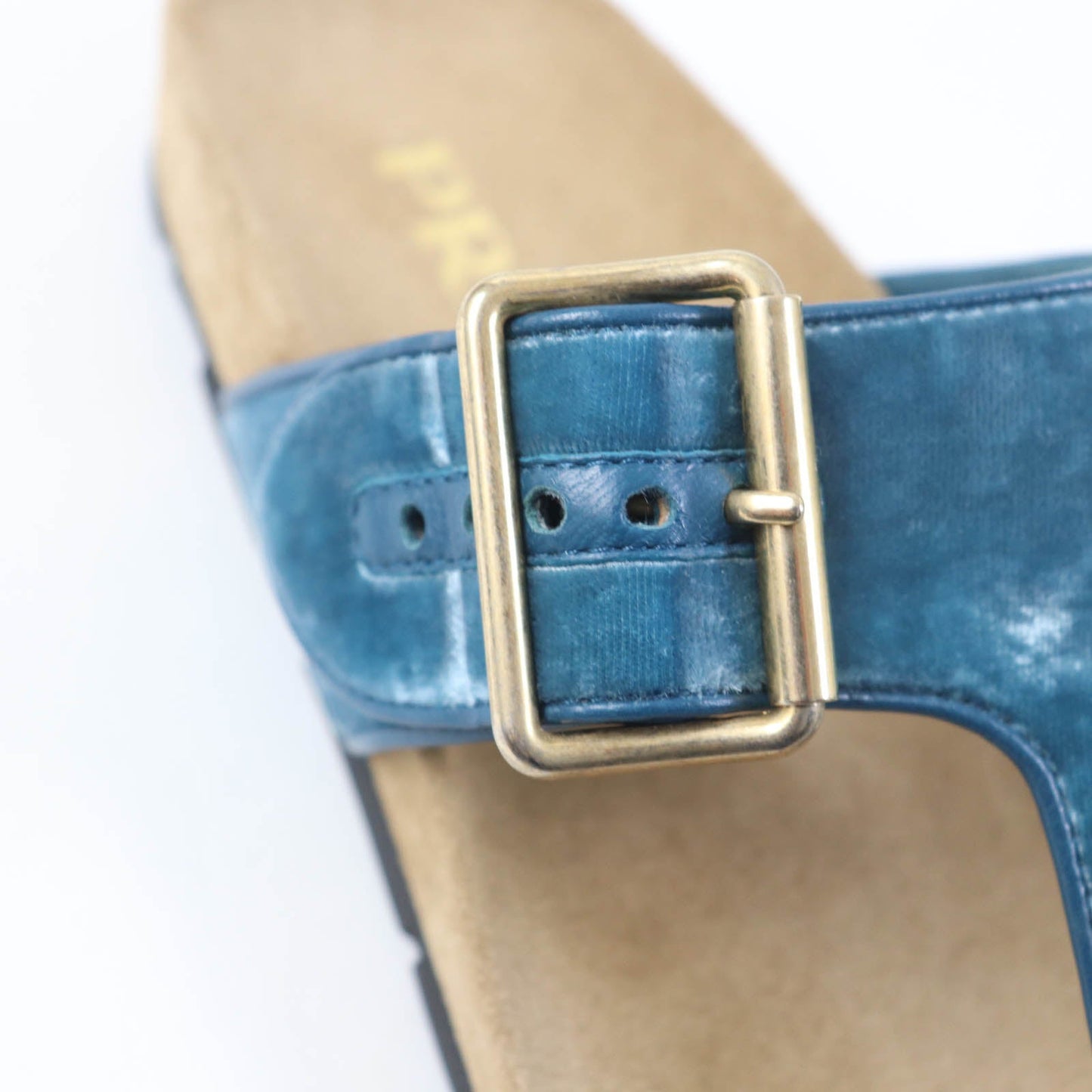 PRADA Sandals 1Y392I Velour, Polyurethane blue Thong sandals 36 1/2