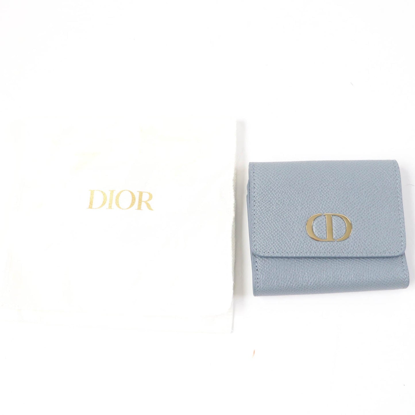 Christian Dior Tri-fold wallet Grain Calfskin Leather Cloud blue 30 Montagne Lotus Wallet