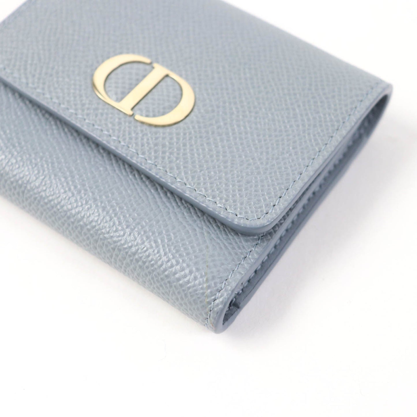 Christian Dior Tri-fold wallet Grain Calfskin Leather Cloud blue 30 Montagne Lotus Wallet