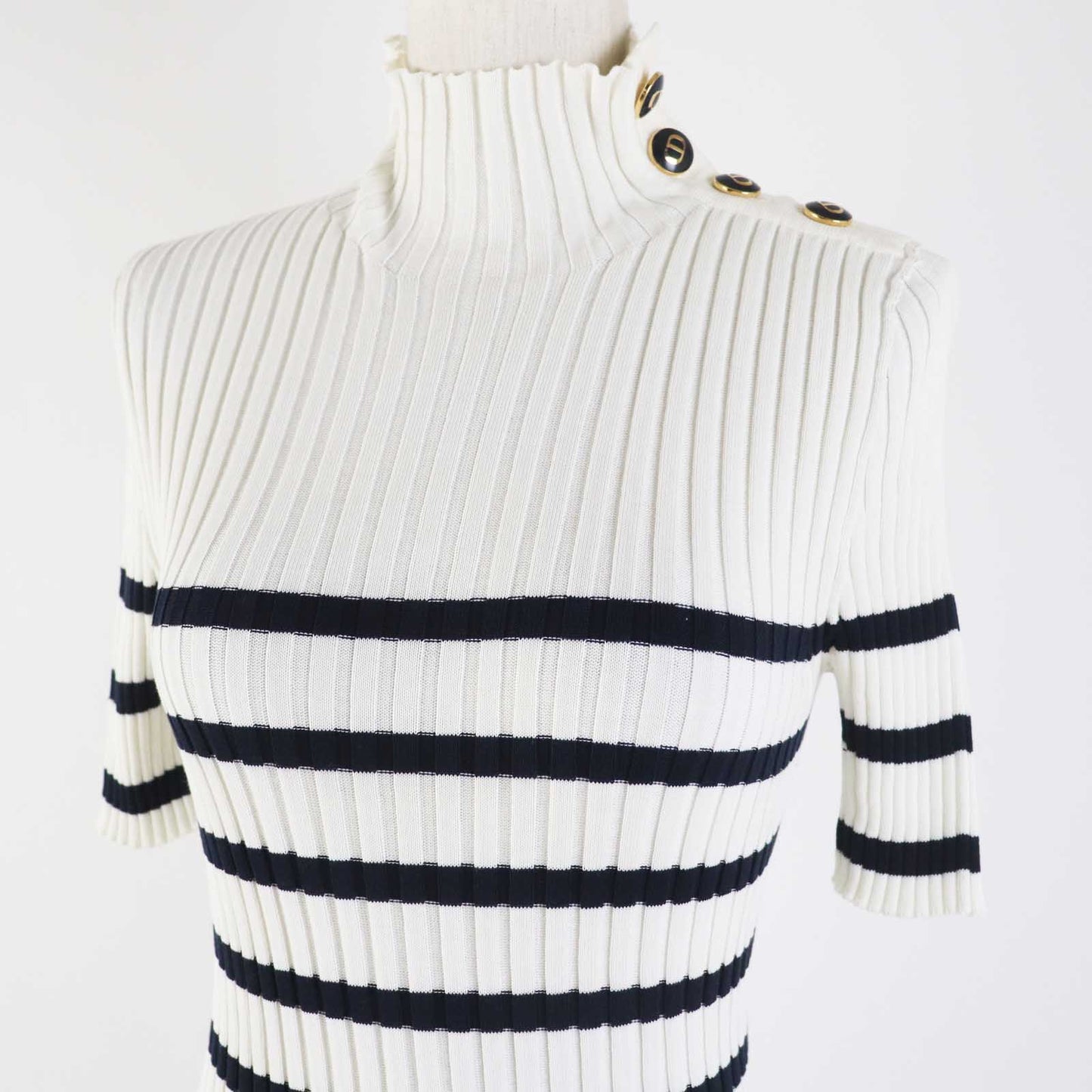 Christian Dior Short sleeve knit 114S48AM725 cotton White black 38