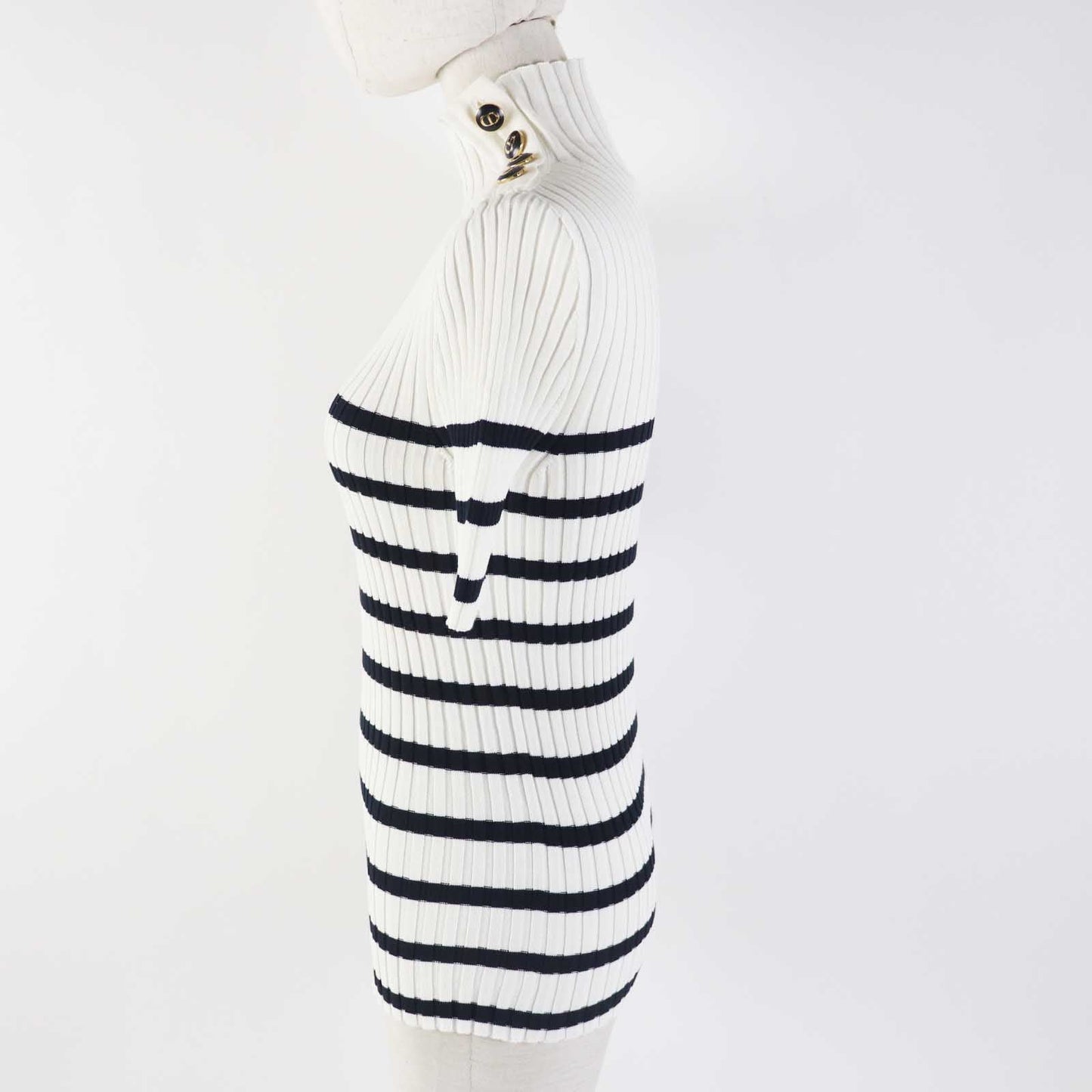 Christian Dior Short sleeve knit 114S48AM725 cotton White black 38